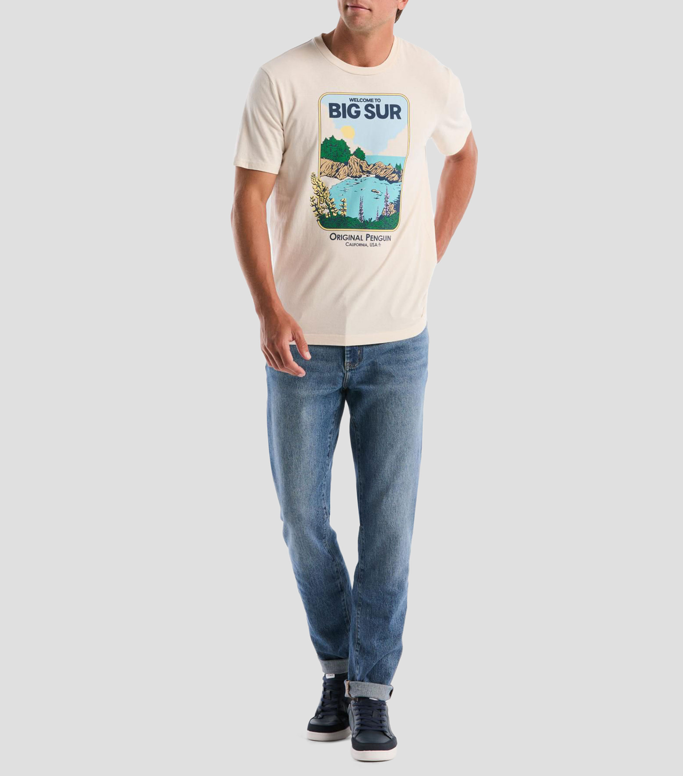 Playera cuello redondo manga corta estampada Hombre