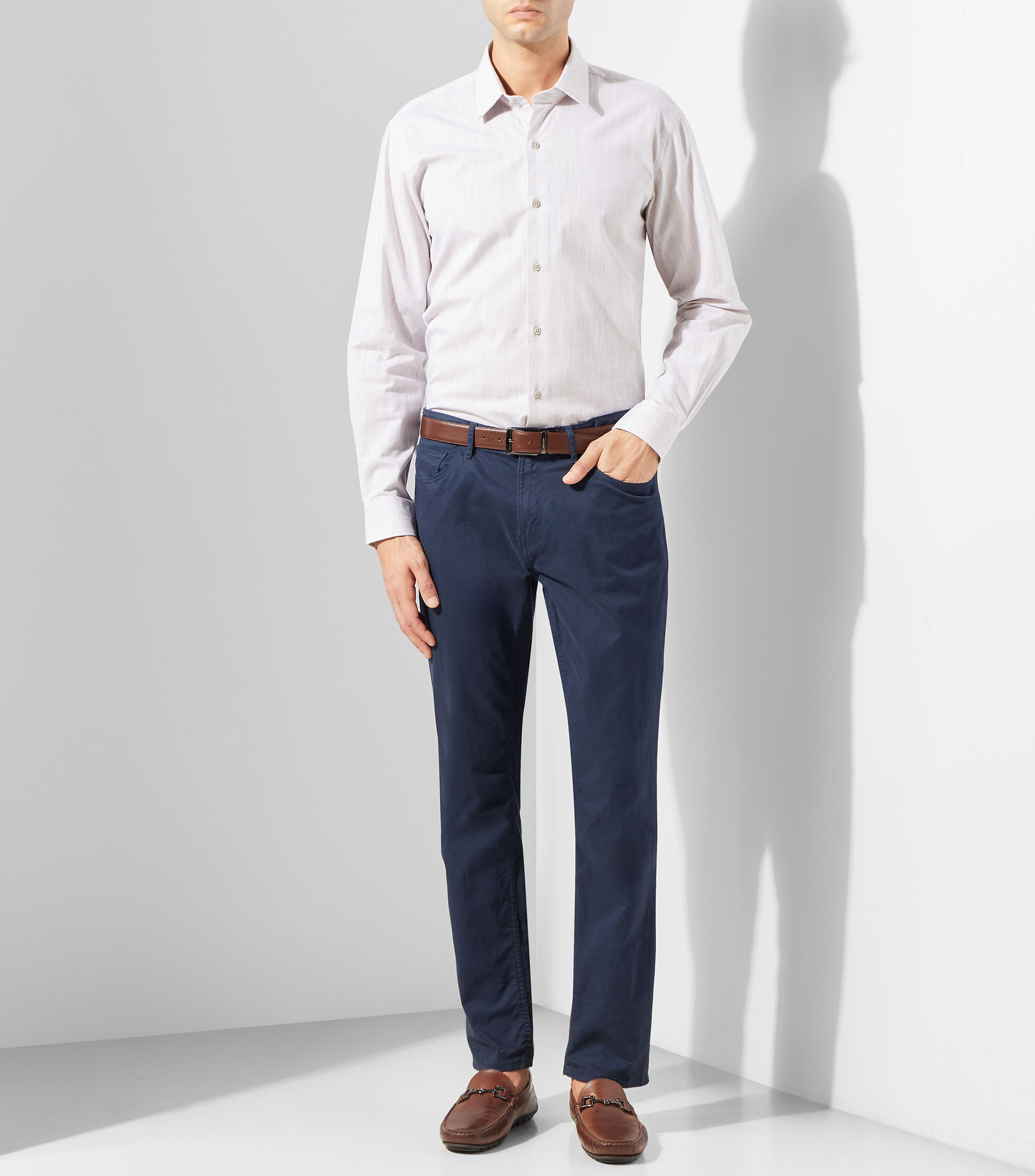 Camisa jaspeada manga larga Hombre