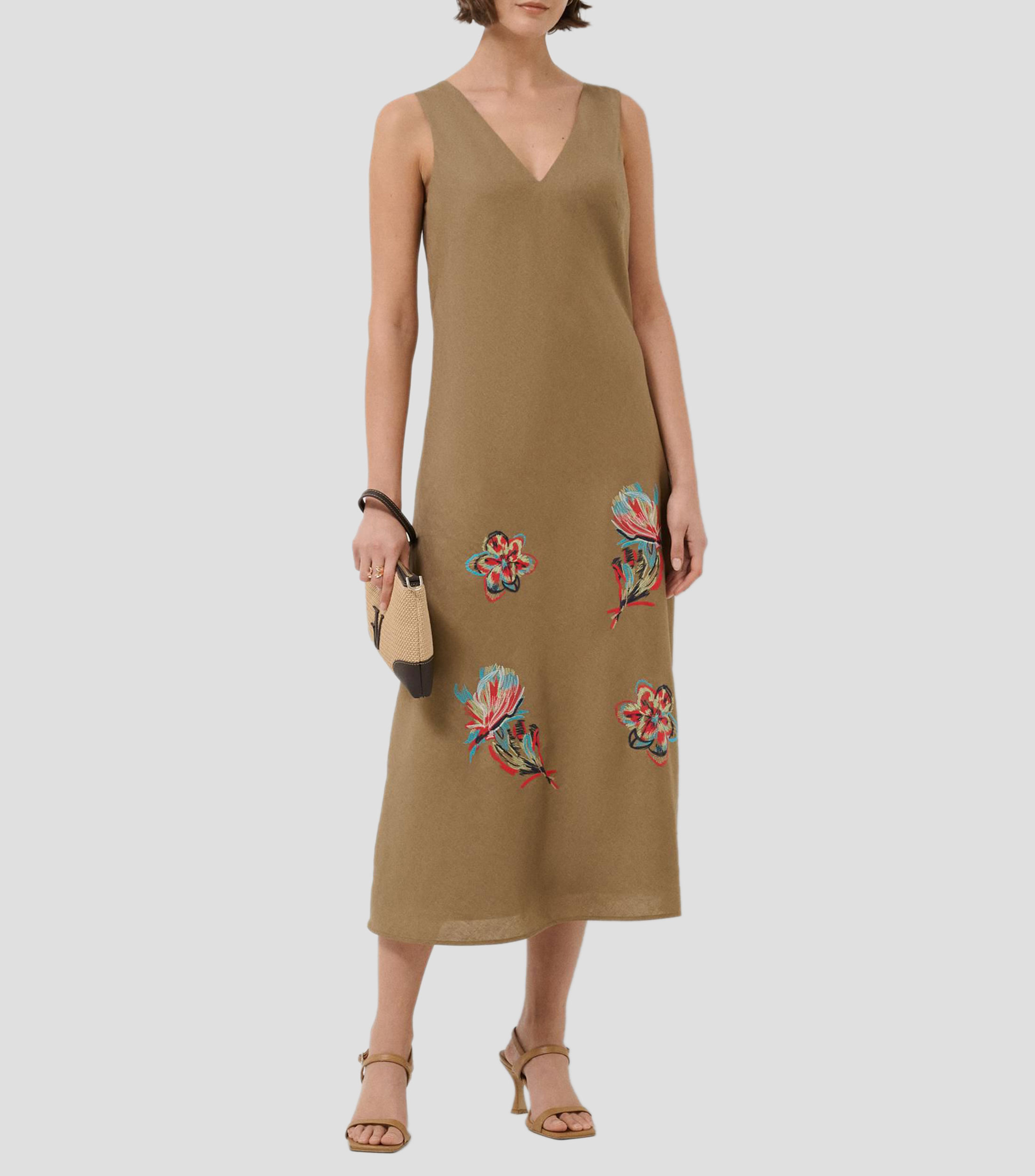 Vestido midi liso Mujer