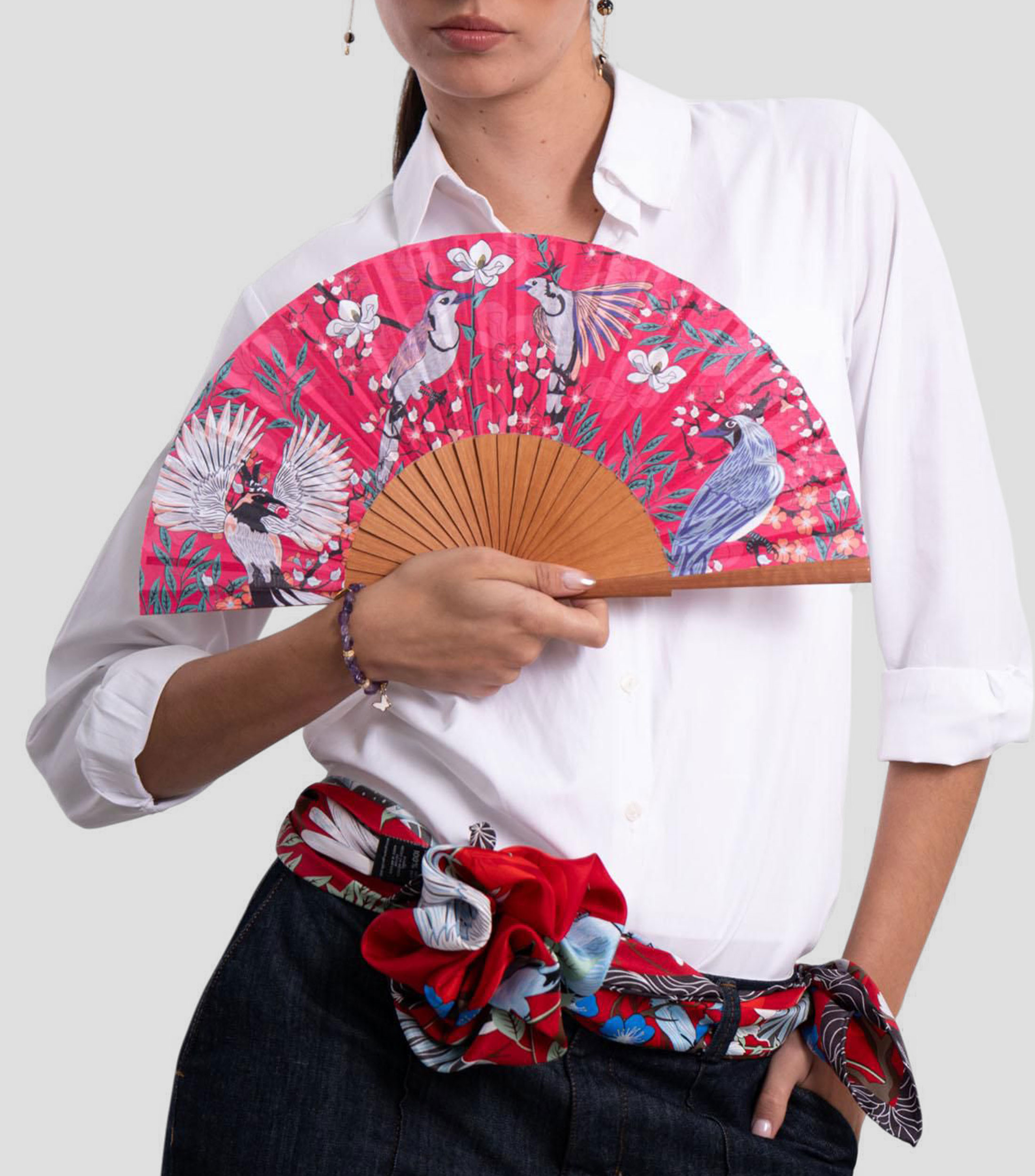 Abanico rosa Estampado IIK Urraca Mexicana Mujer