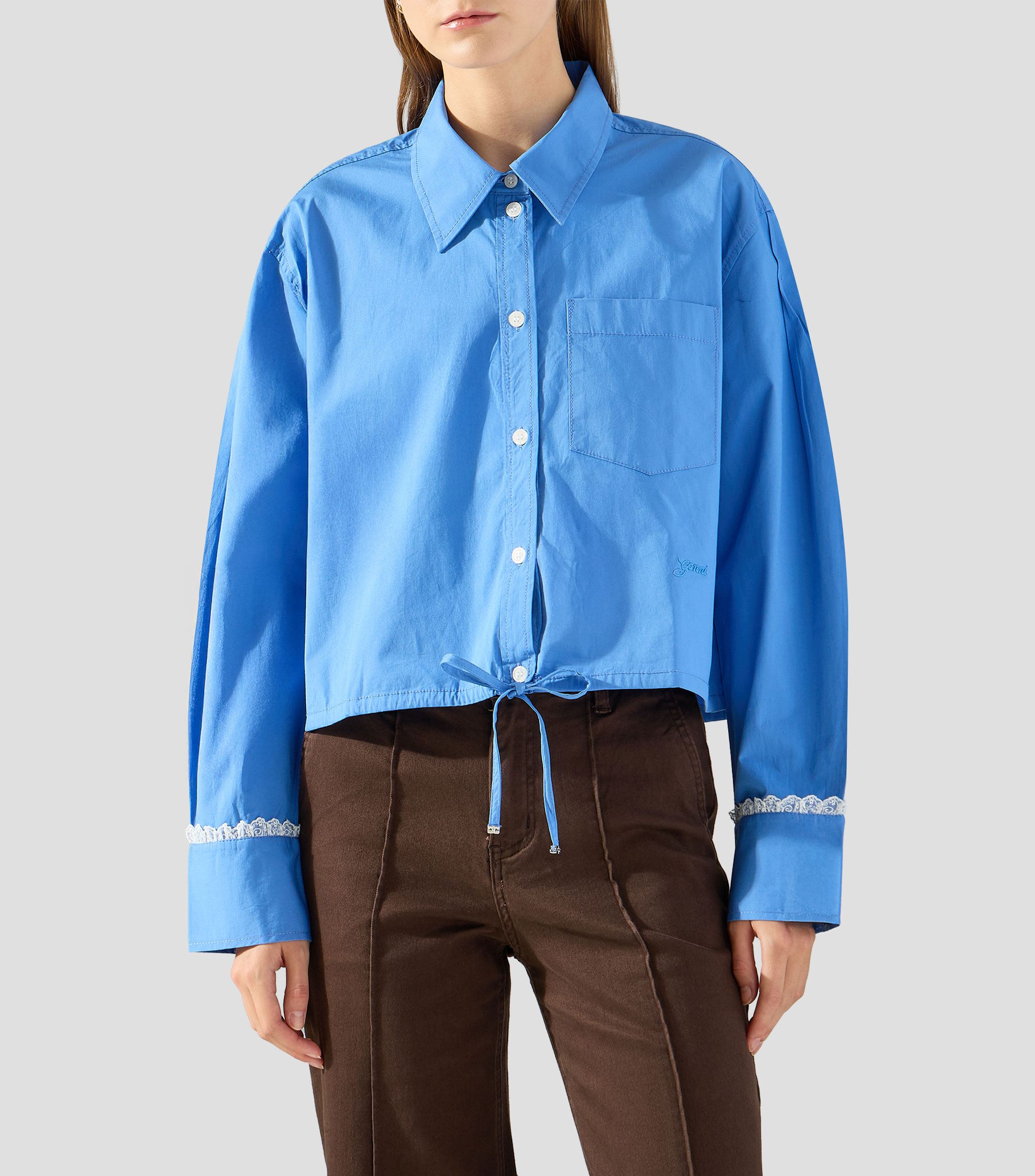 Camisa lisa manga larga Mujer
