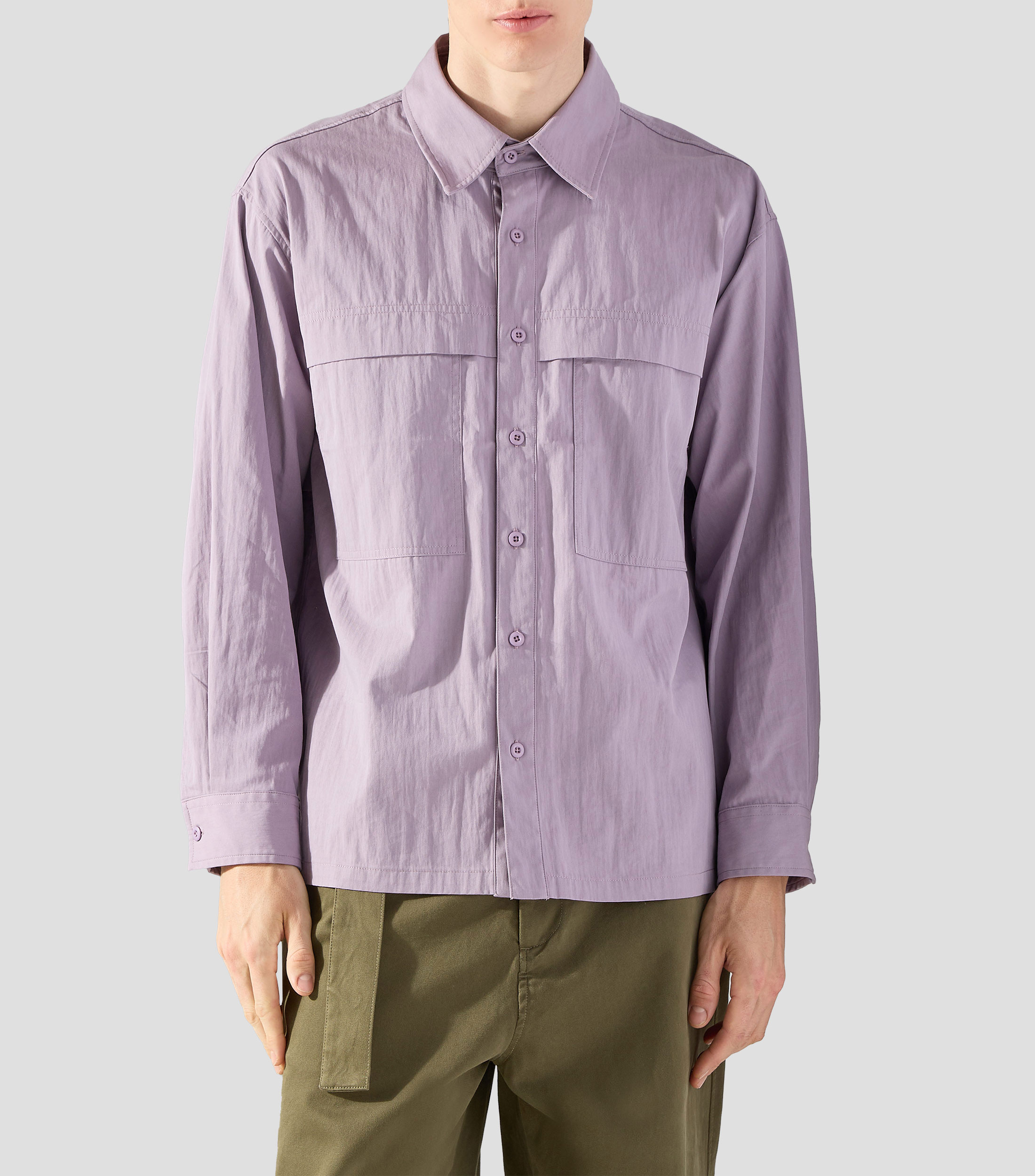 Camisa sólida manga larga Hombre