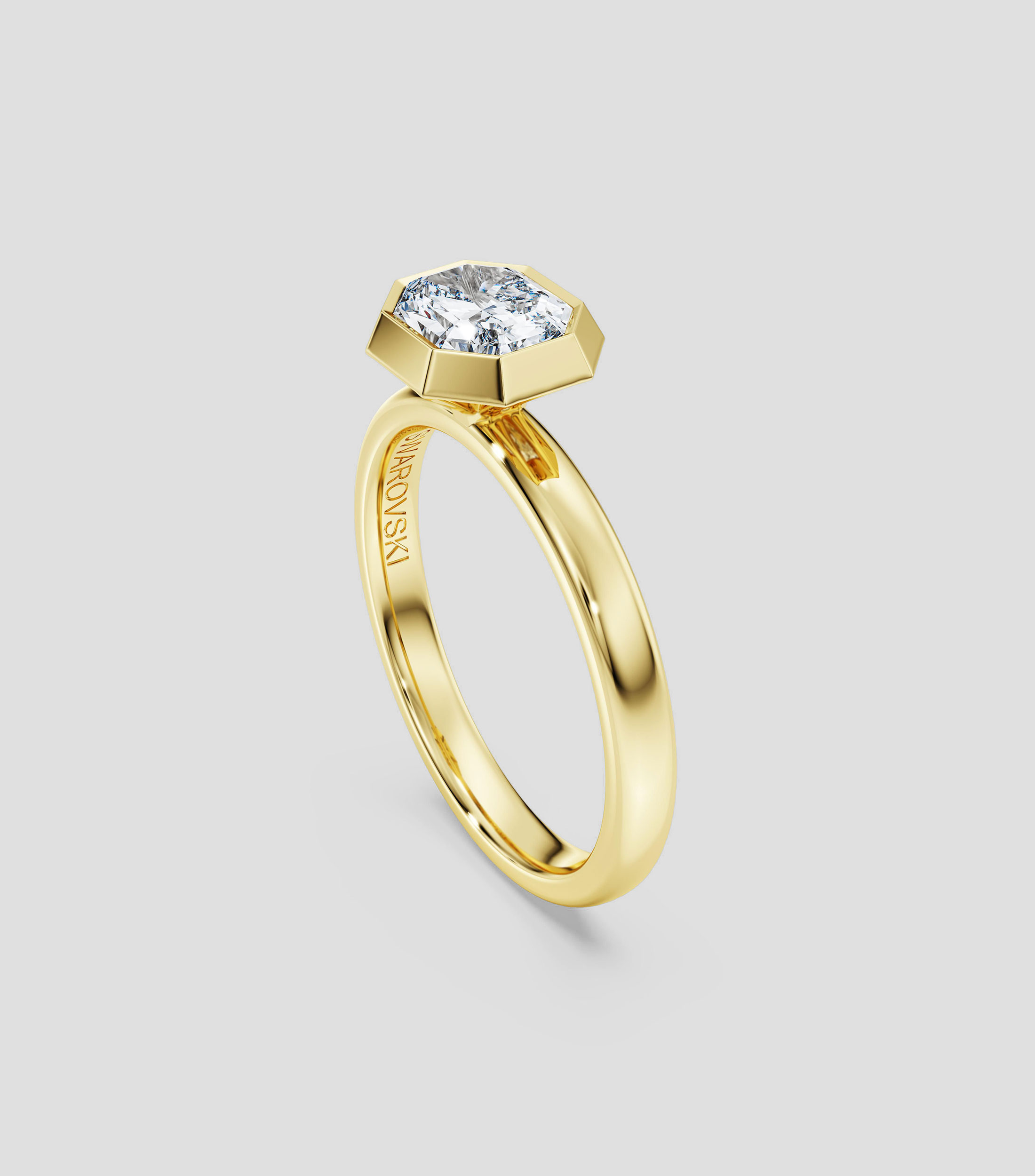 Anillo solitario en oro amarillo de 18 kilates Octagon con diamante Mujer, Talla 5