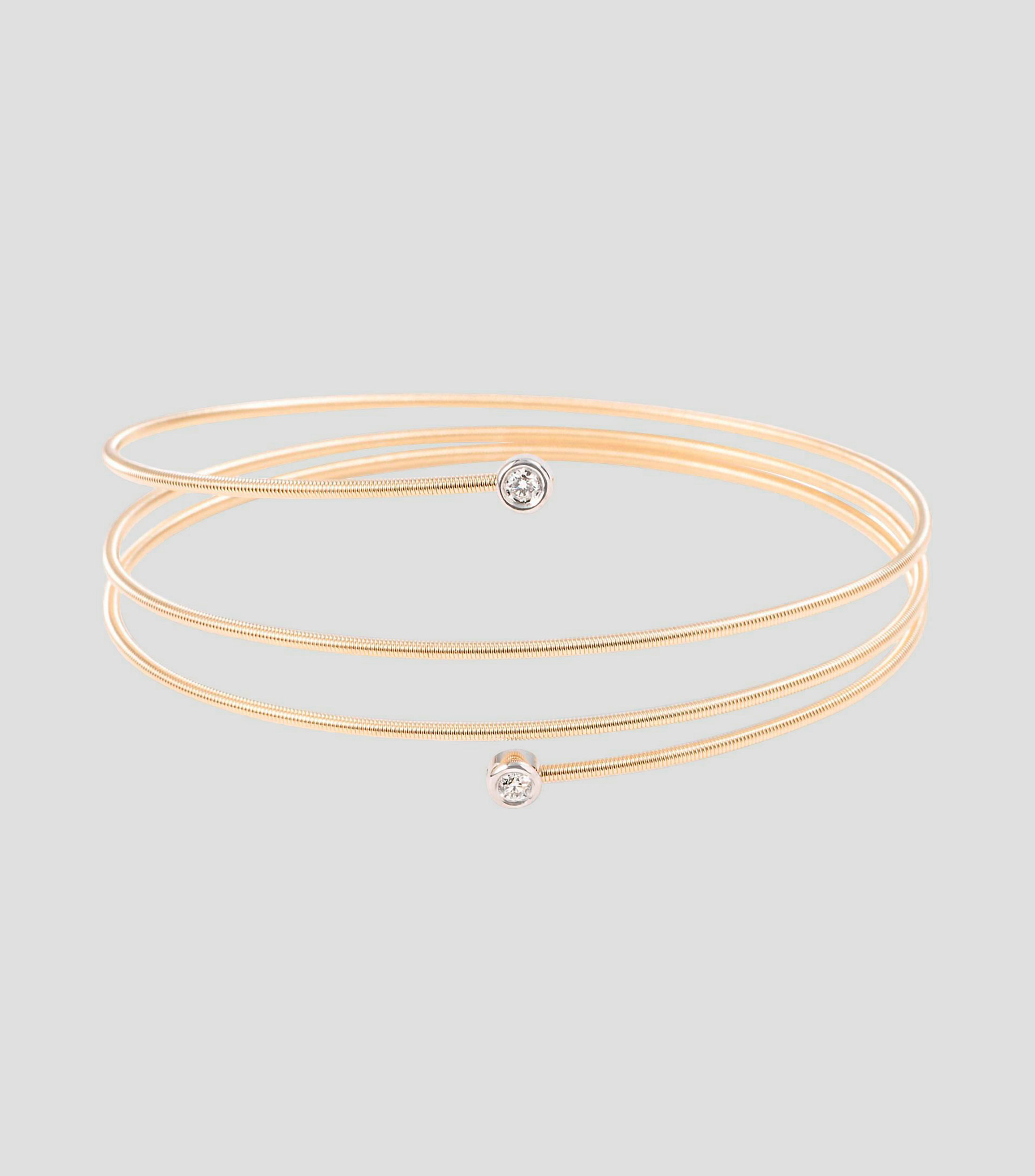 Pulsera espiral en oro amarillo de 18 kilates con diamantes Mujer