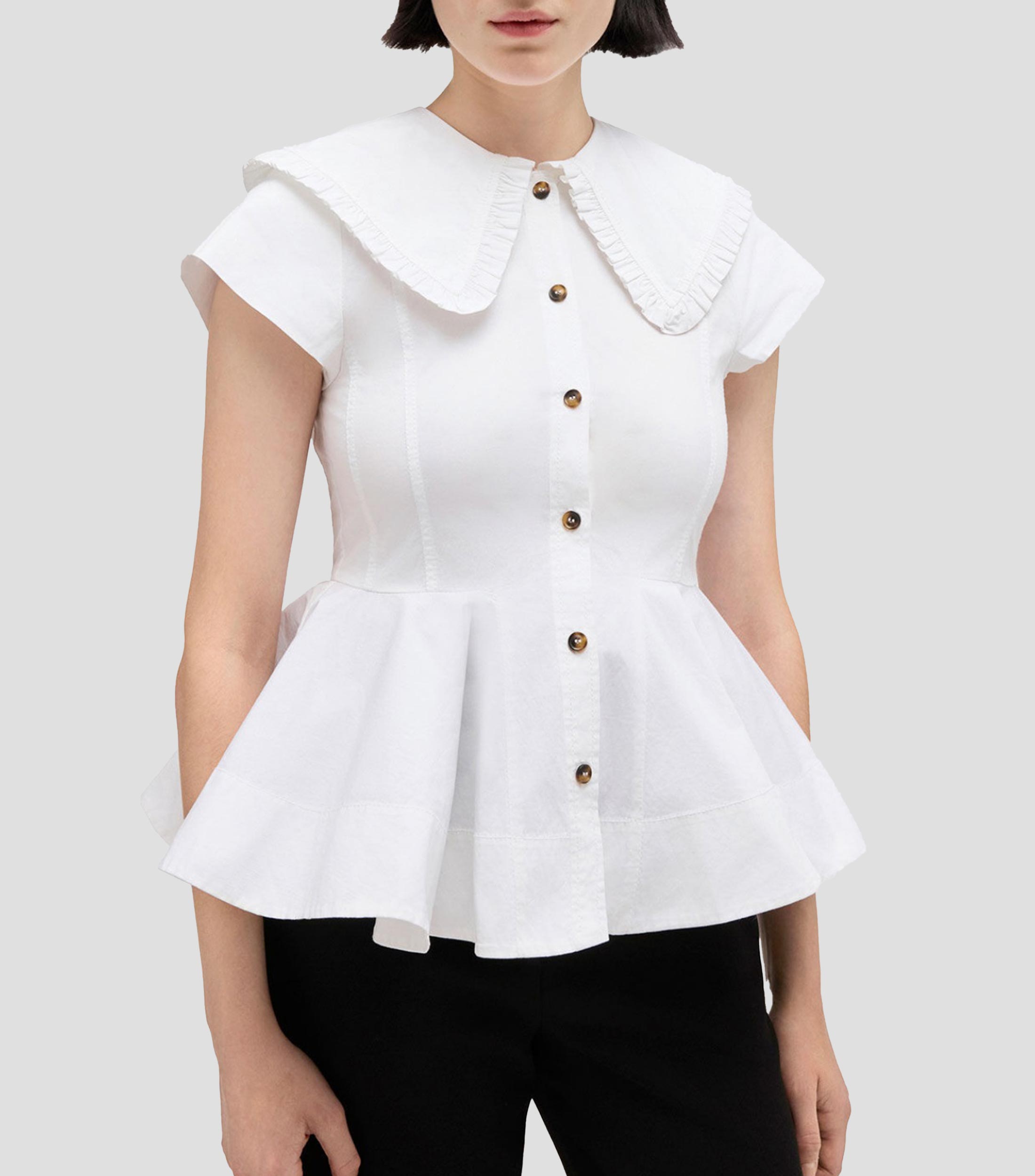 Camisa lisa con manga corta Mujer