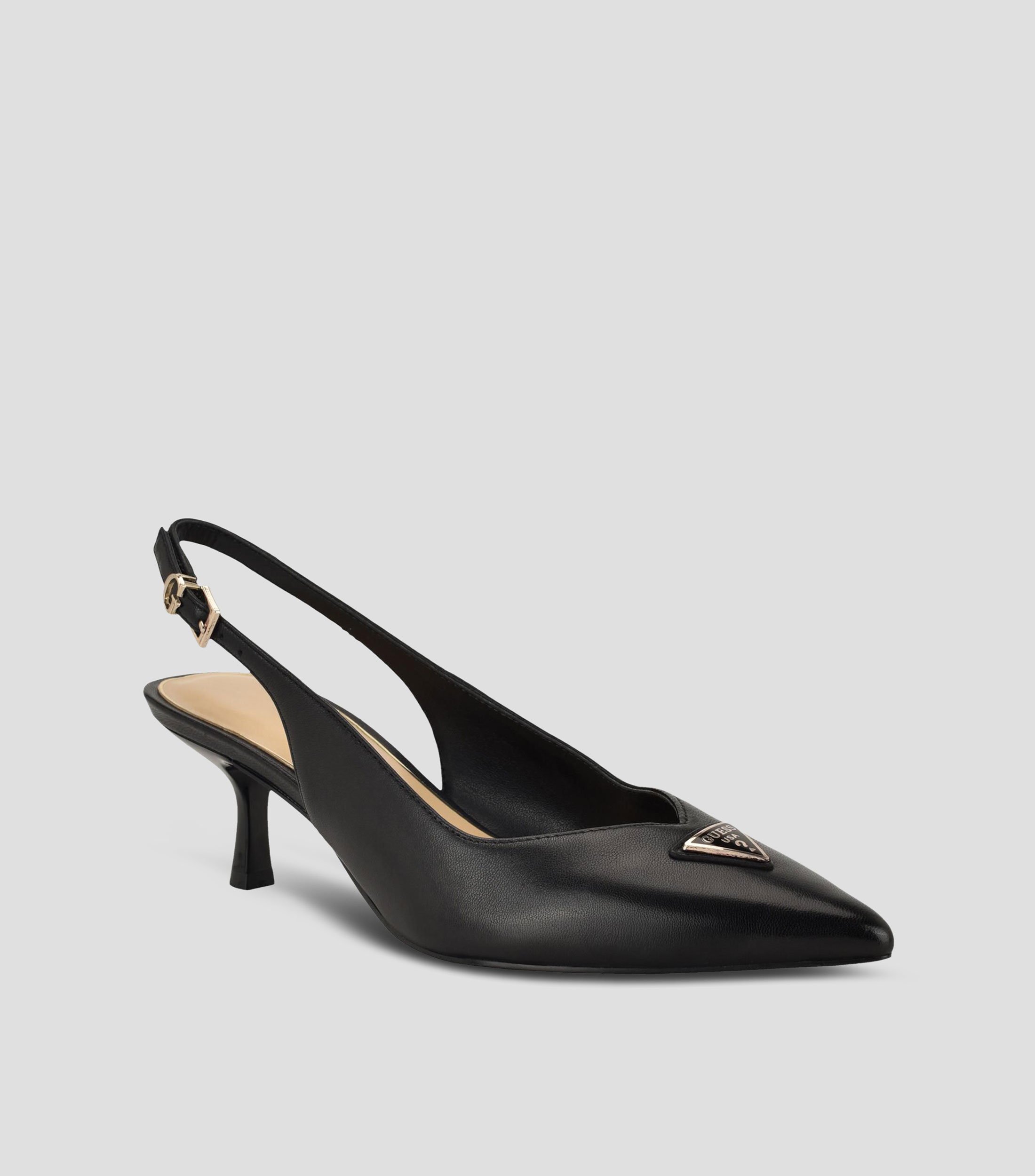Zapatillas slingback de tacón bajo de media luna Mujer