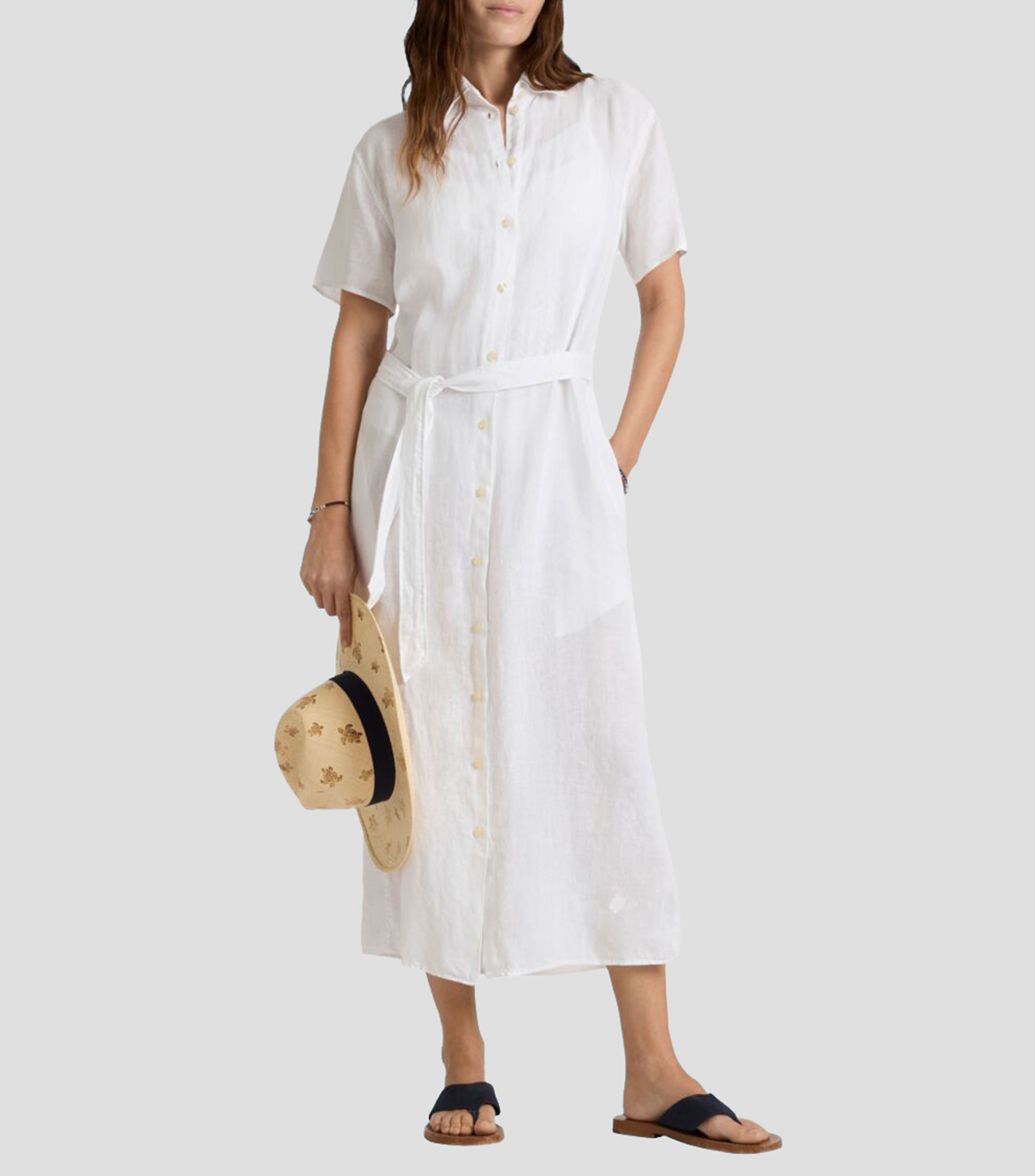 Vestido de playa largo liso Mujer