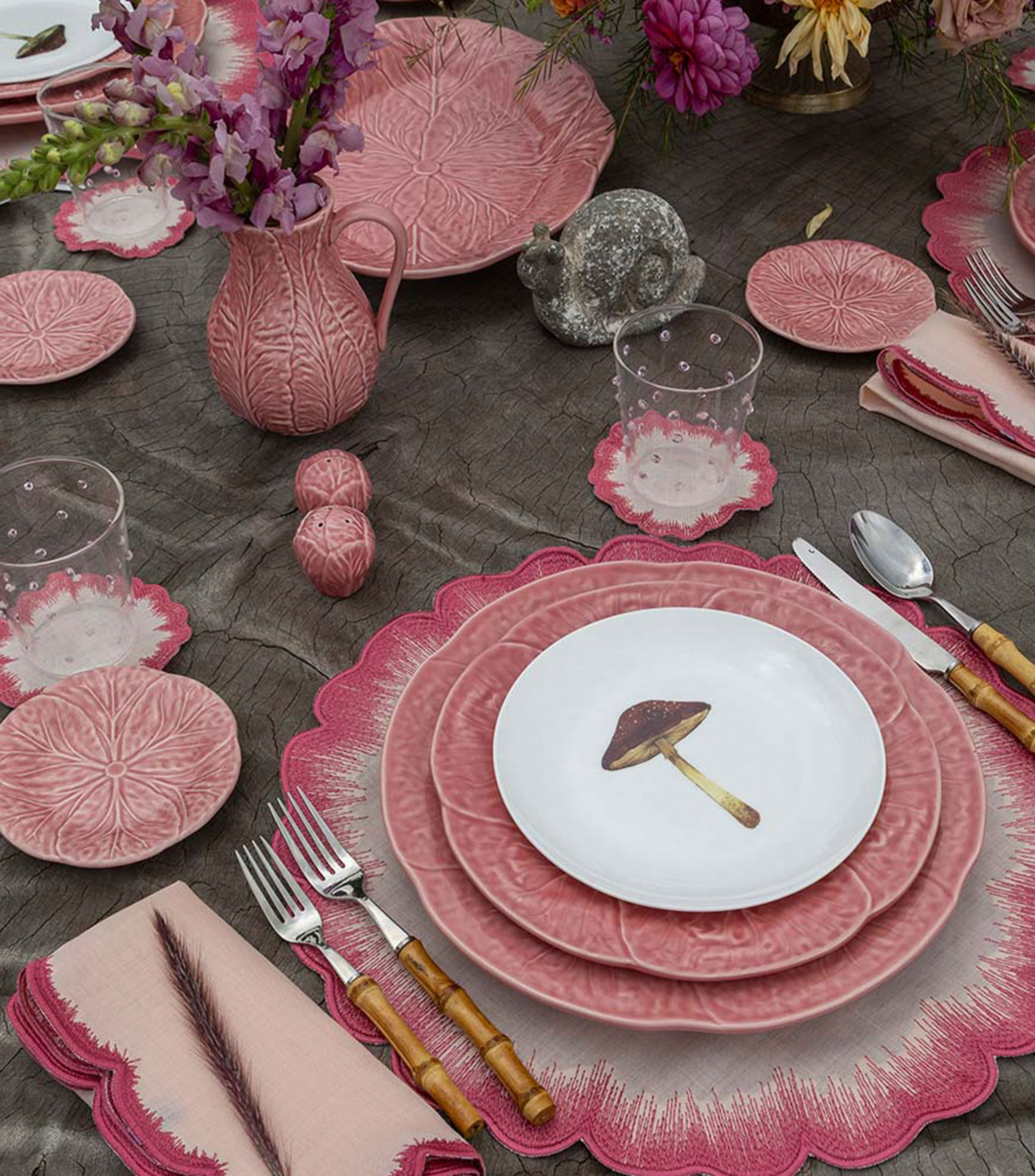 Set 4 platos tipo trinche rosas