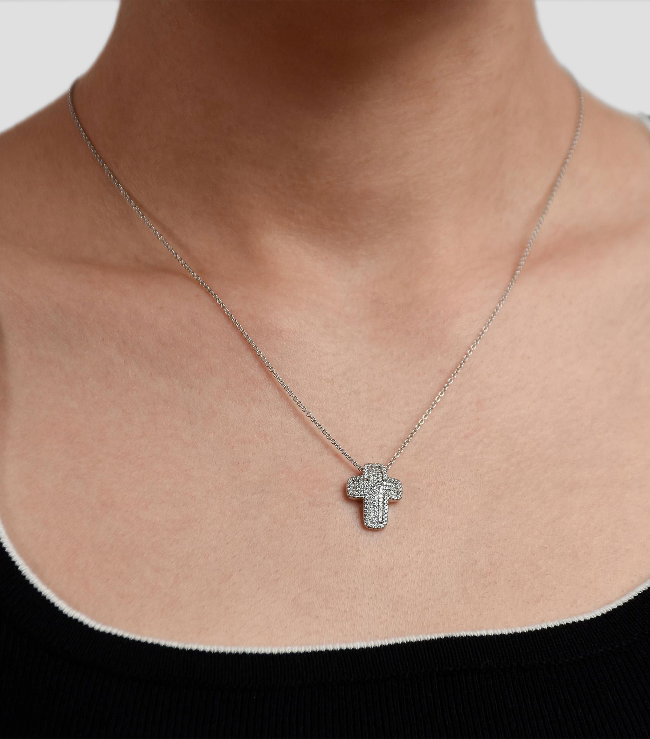 Gargantilla en oro blanco de 14 kilates con diamante Mujer