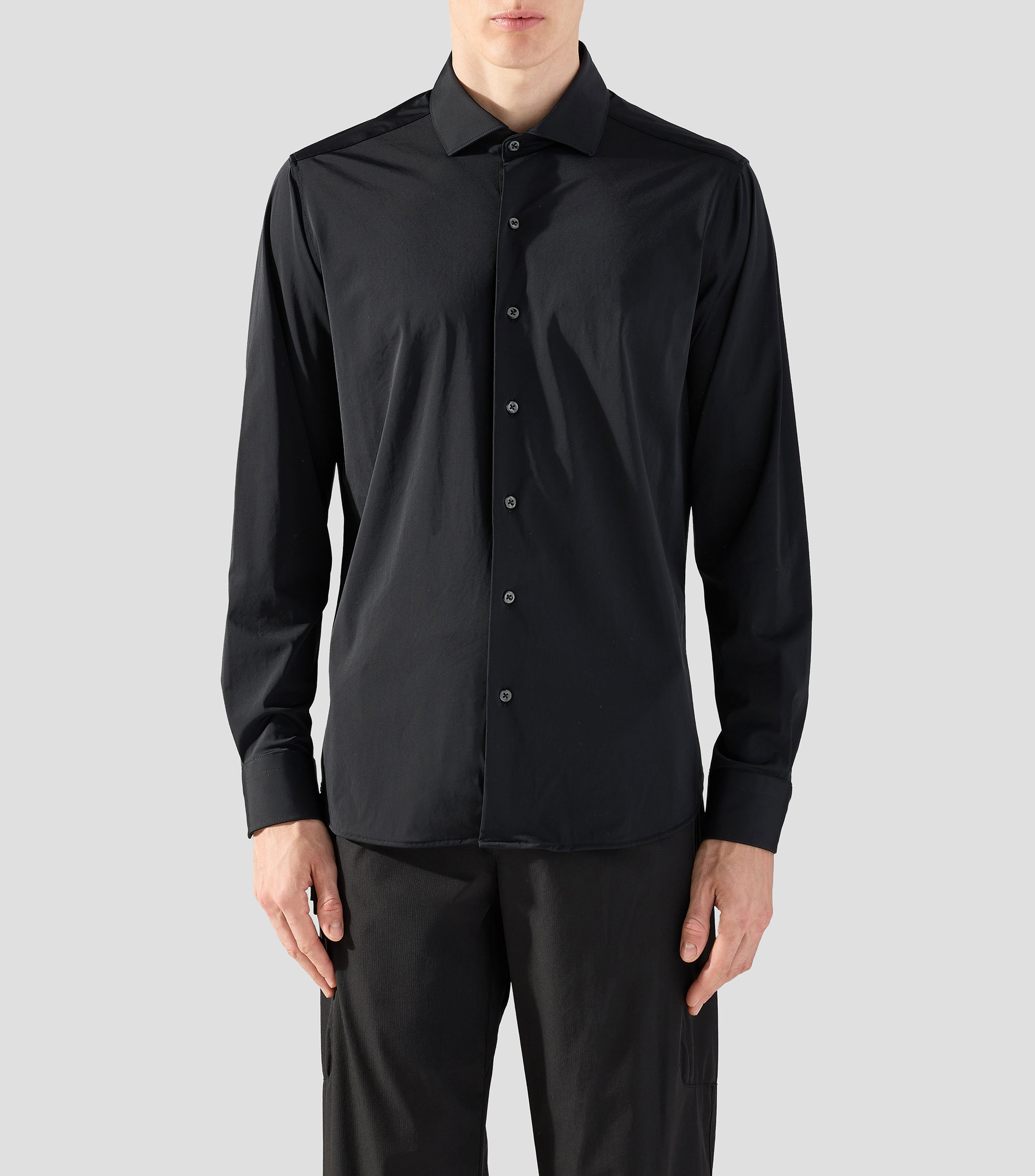 Camisa lisa manga larga Hombre