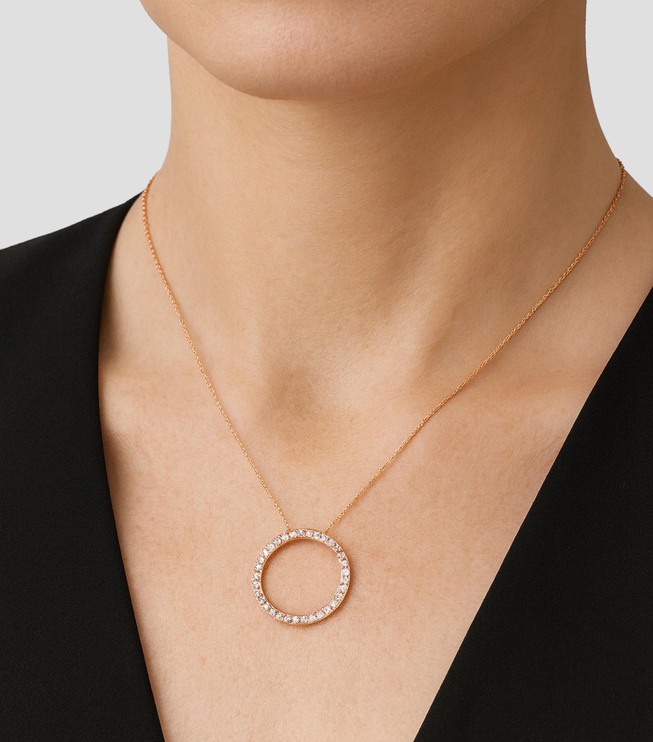 Collar en oro rosa de 18 kilates con diamantes Circle of Life Mujer