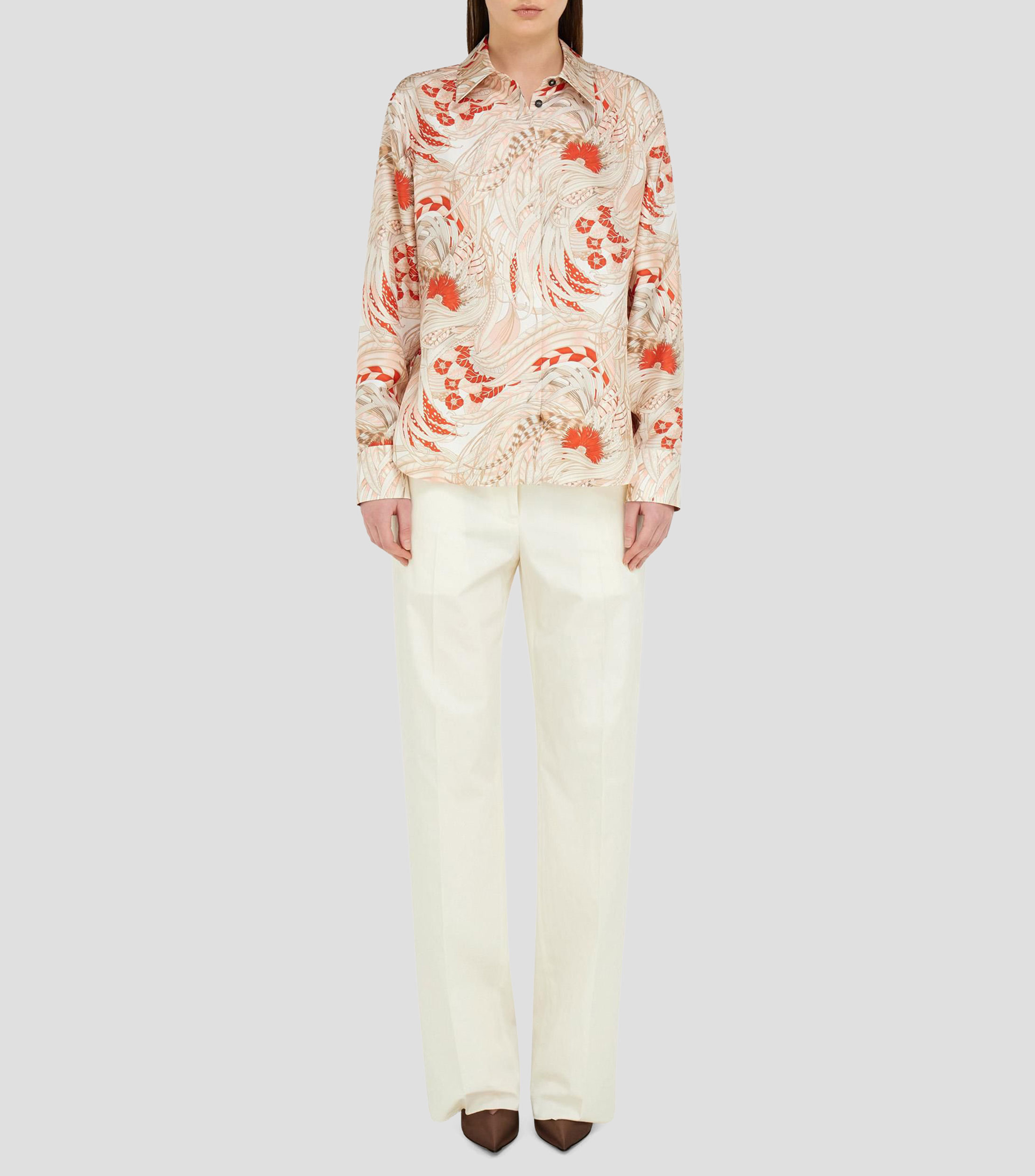 Camisa de sarga de seda estampado Rooster Mujer