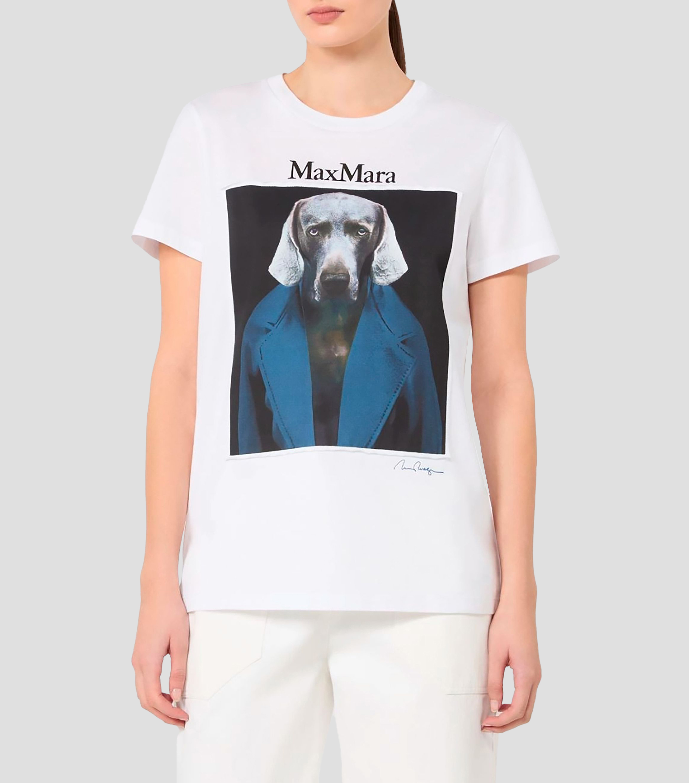 Playera de cuello redondo con manga corta estampada Mujer