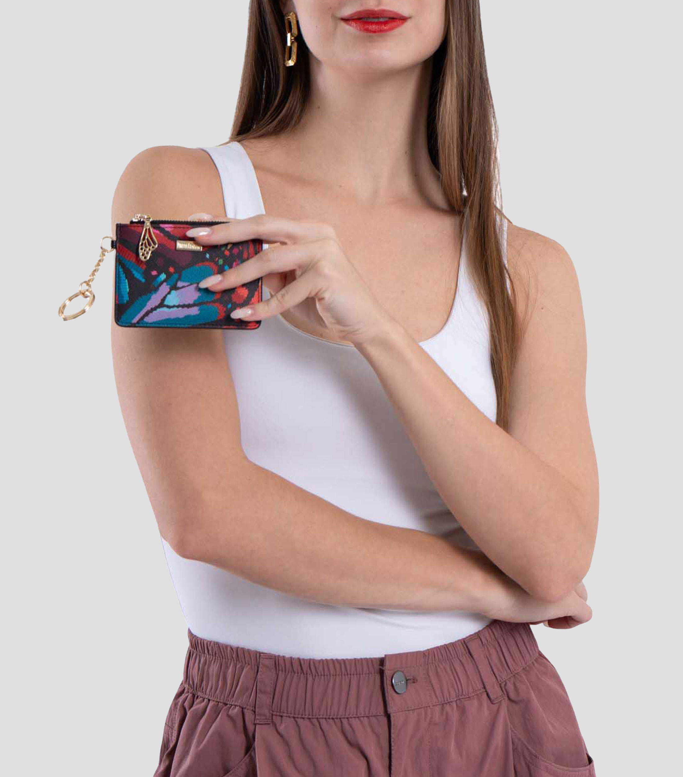 Tarjetero multicolor Mariposa estampado Mujer