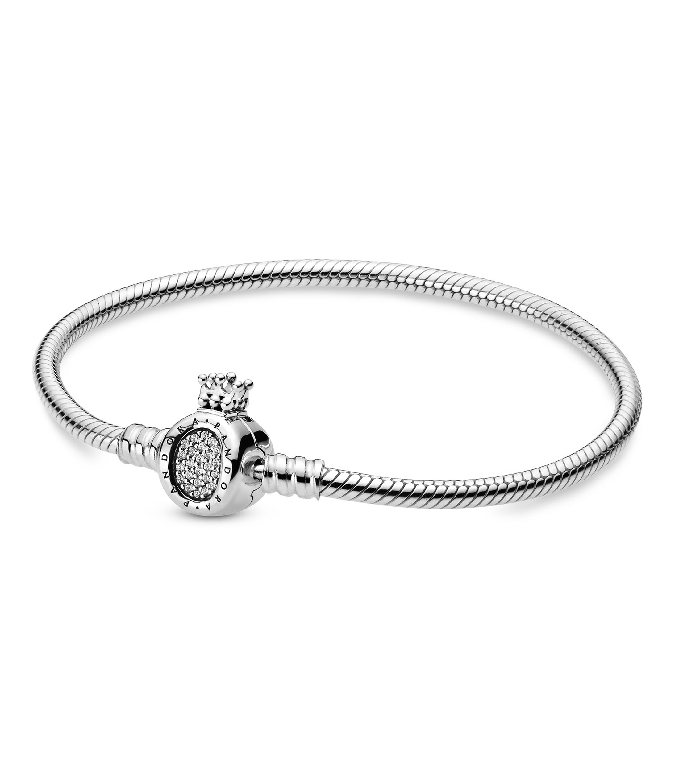 Brazalete en plata .925 con circonitas Corona Mujer Talla 16 cm