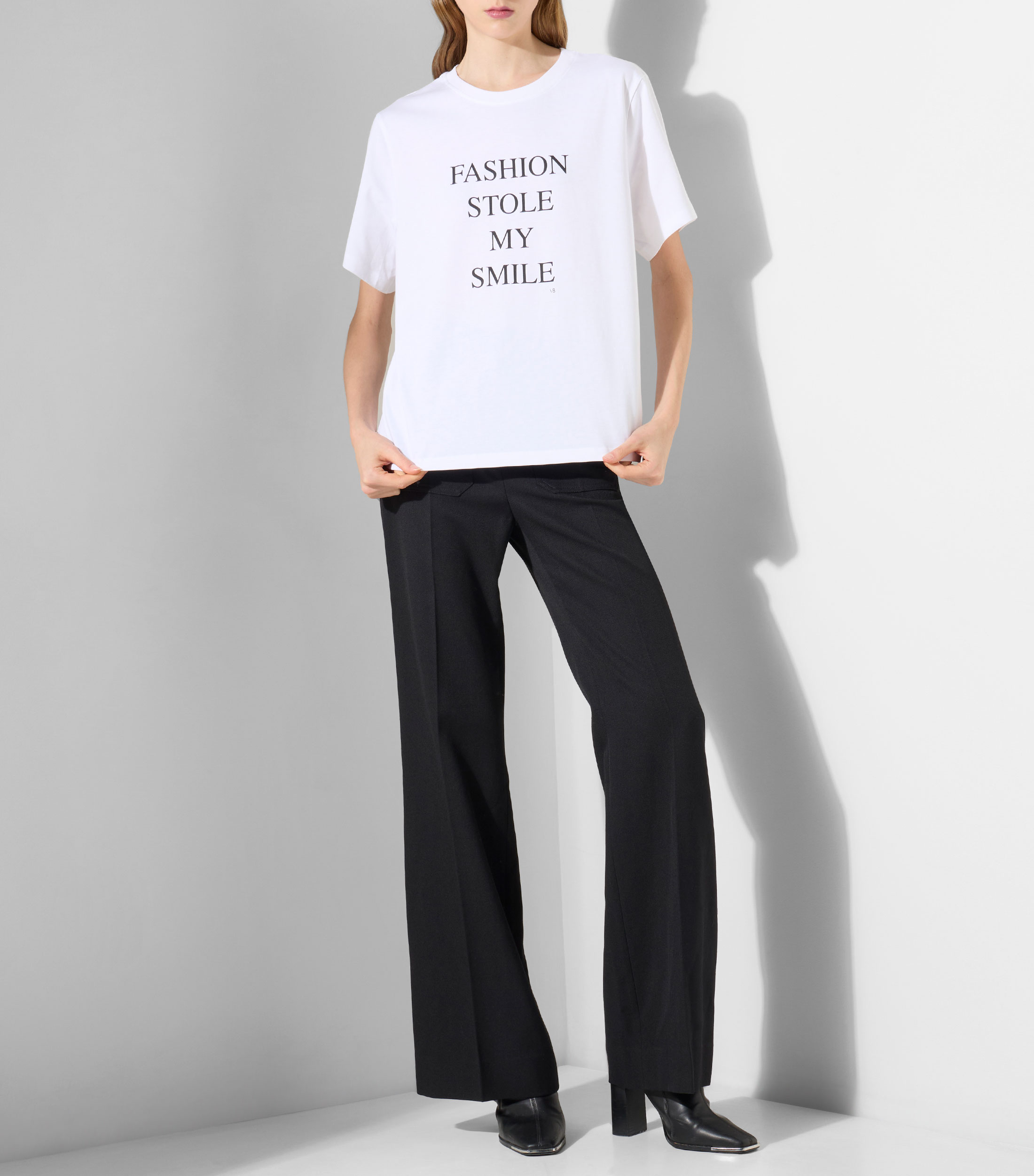 Playera cuello redondo manga larga estampada Mujer