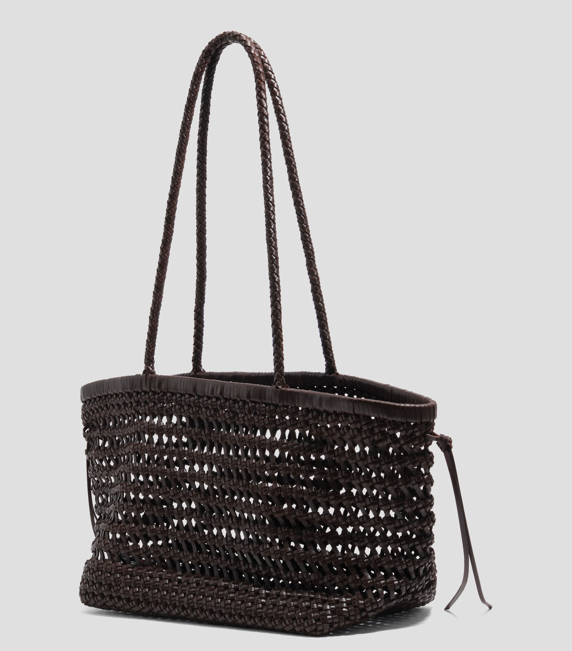 Bolsa shopper grande trenzado piel marrón oscuro Mujer