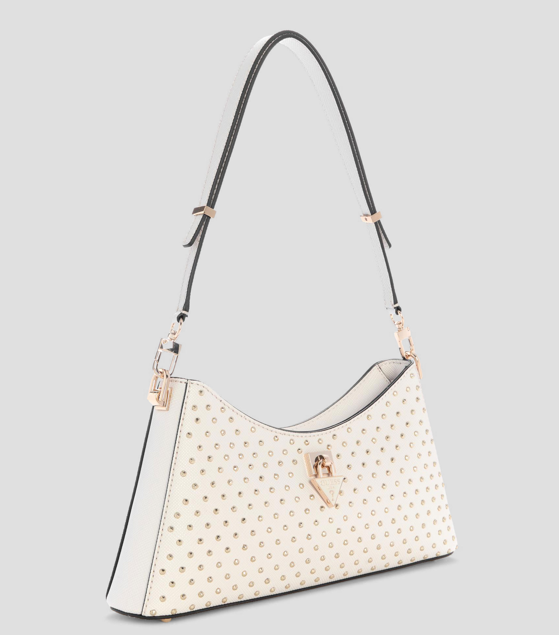 Bolsa shoulder blanca Patsie con pedrería fantasía Mujer