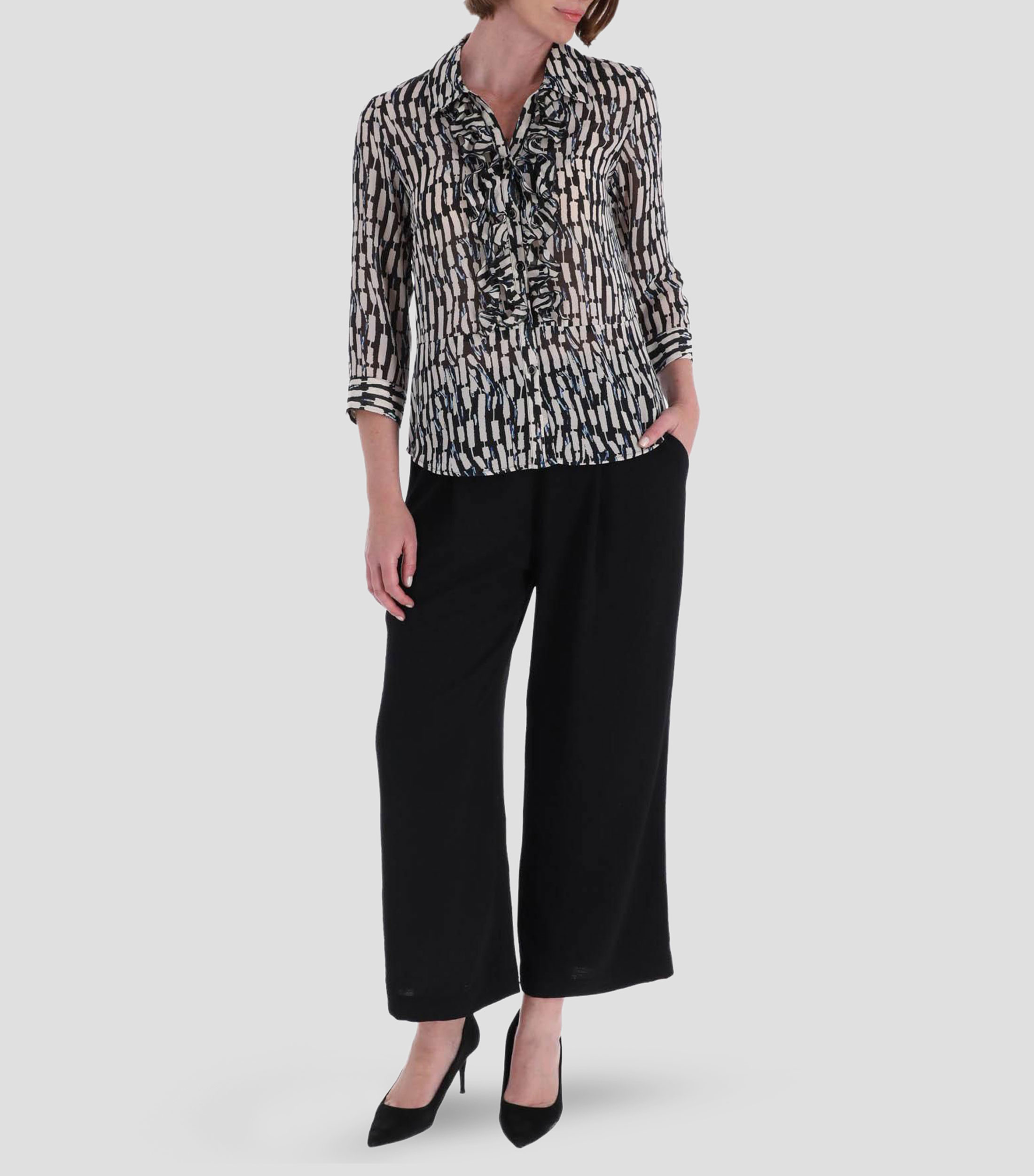 Blusa estampada manga 3/4 Mujer