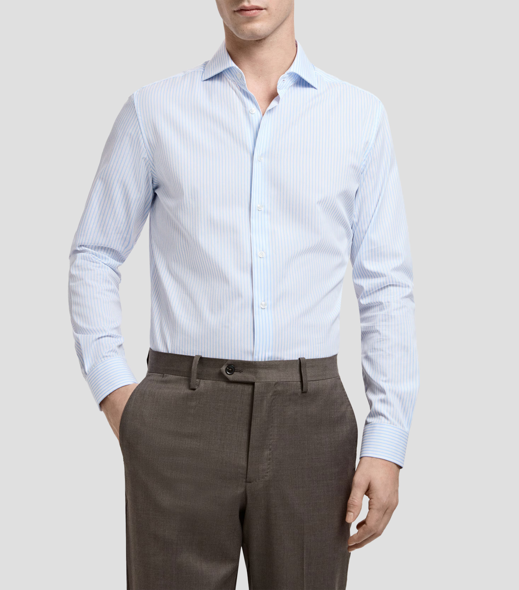 Camisa de rayas manga larga Hombre