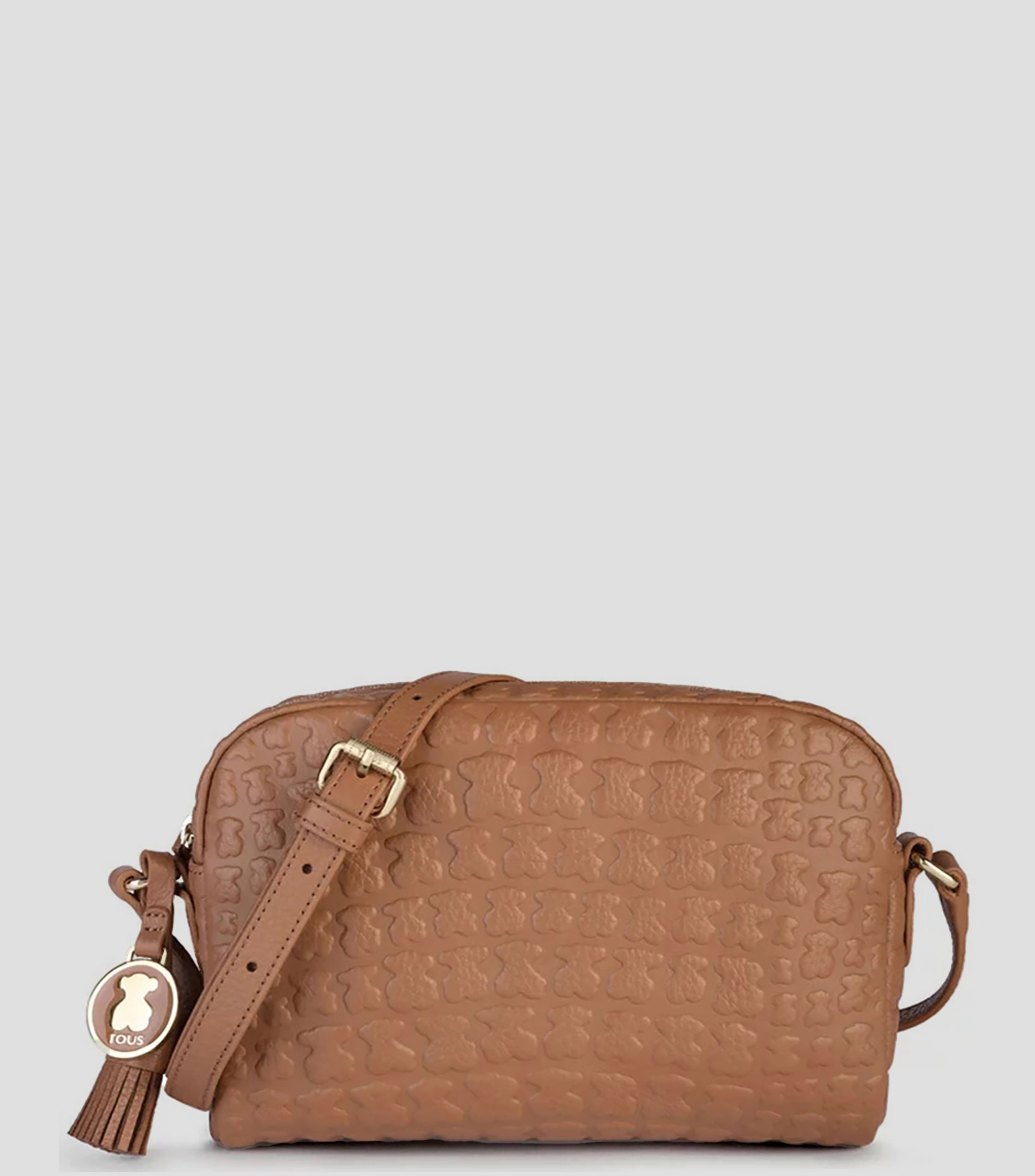 Bolso crossbody en piel marrón Mujer