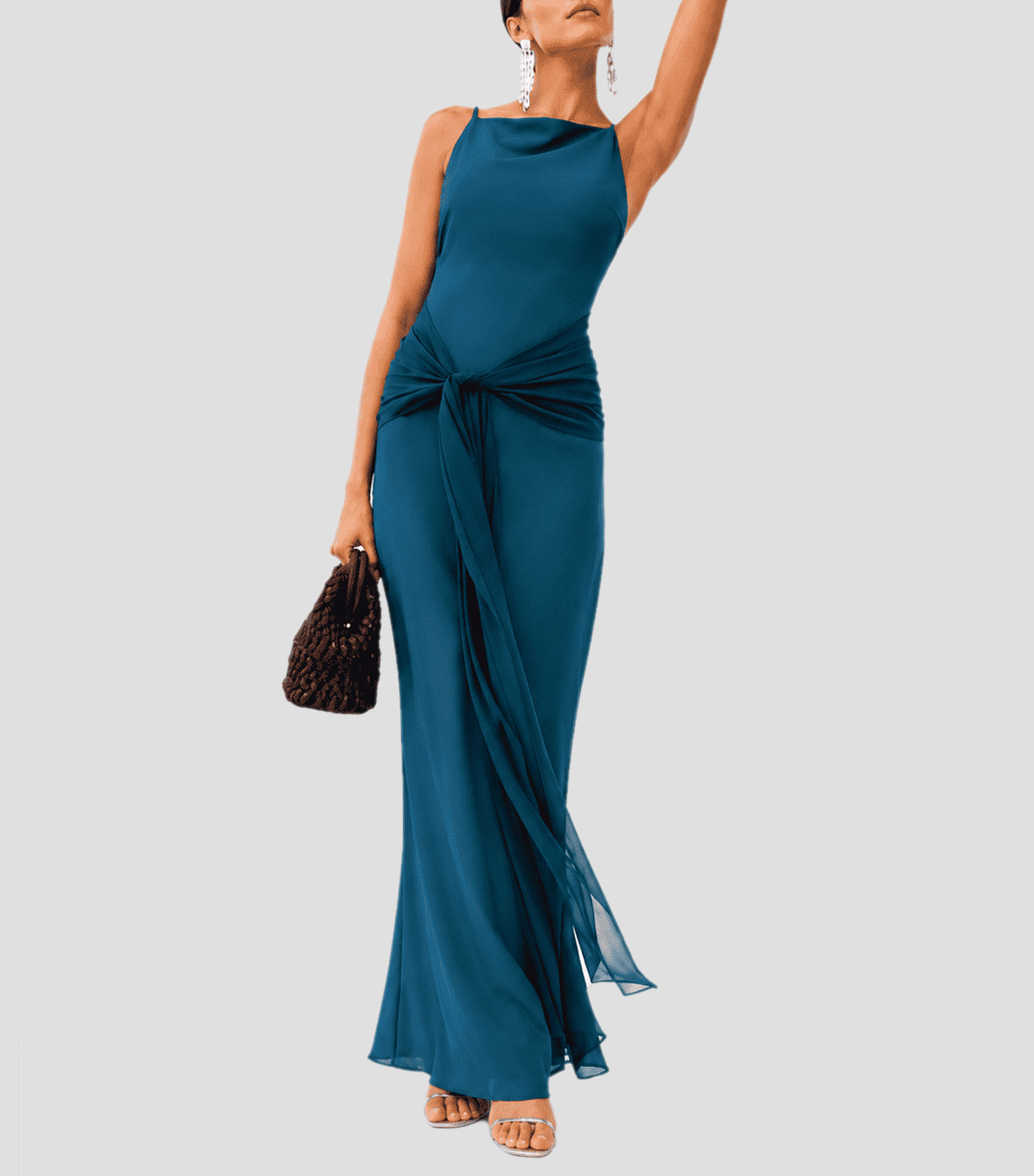 Vestido de fiesta largo liso Mujer