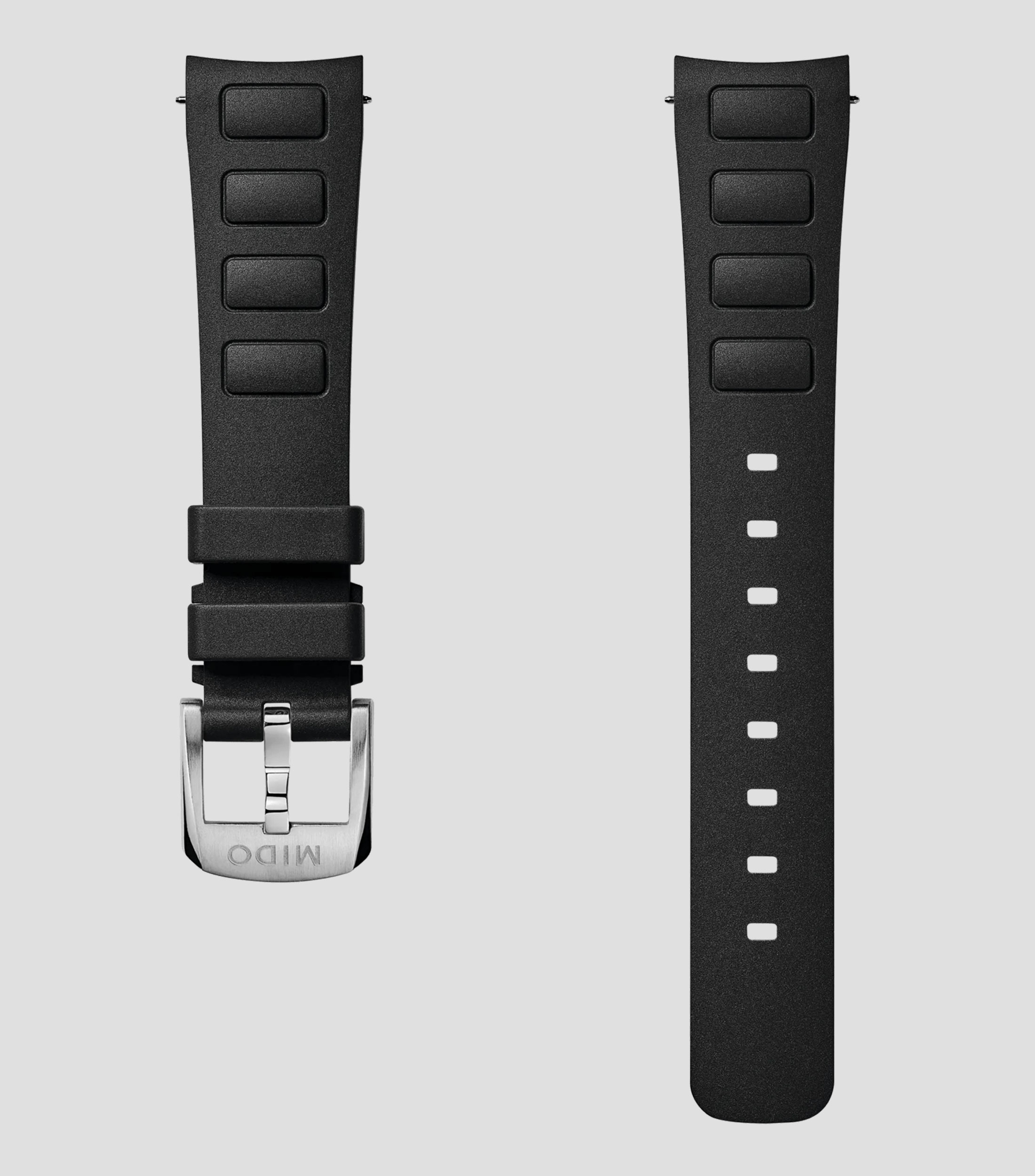 Correa para reloj Multifort TV 35 18 mm en caucho negro