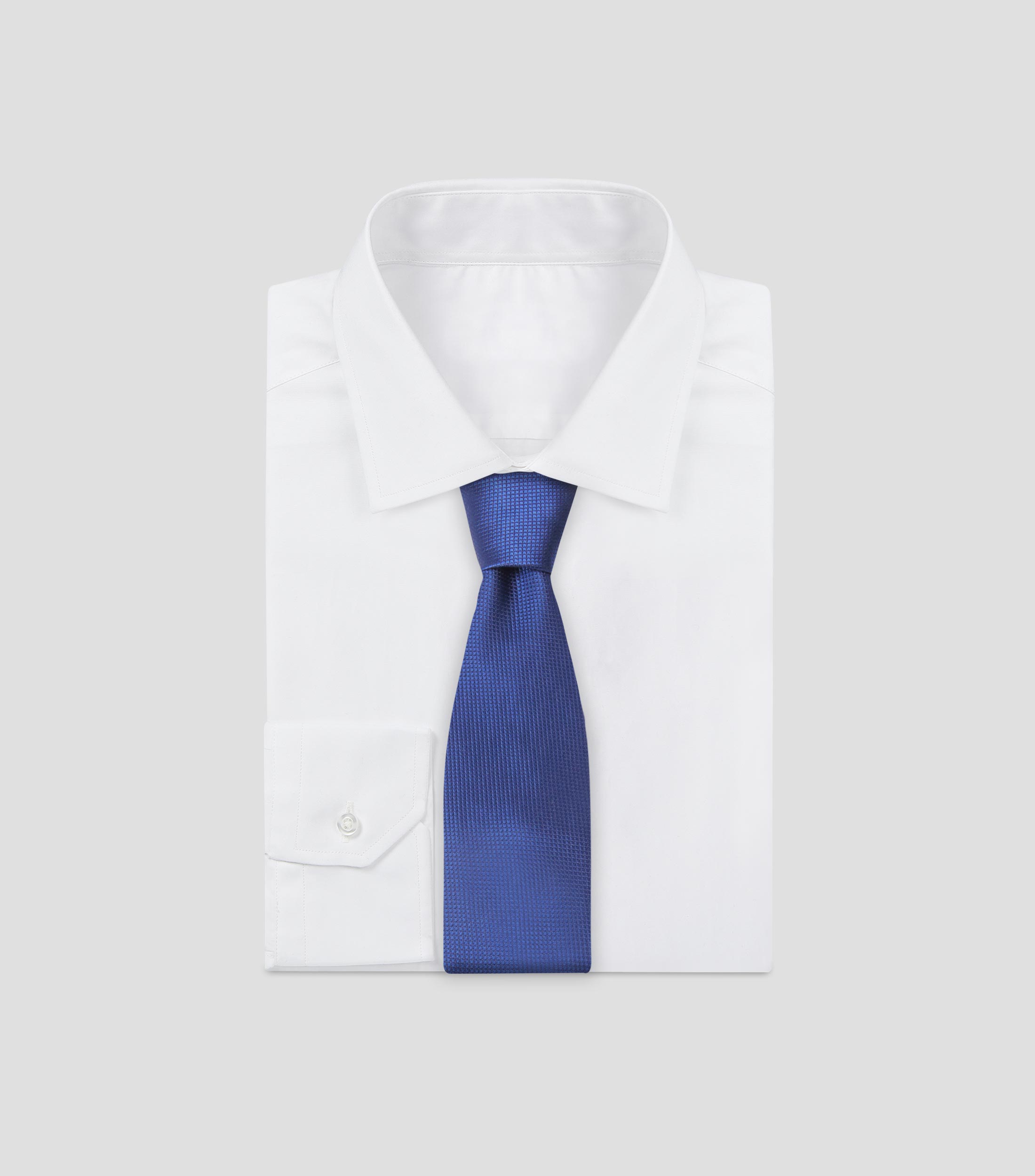 Corbata ancha en seda azul con jacquard