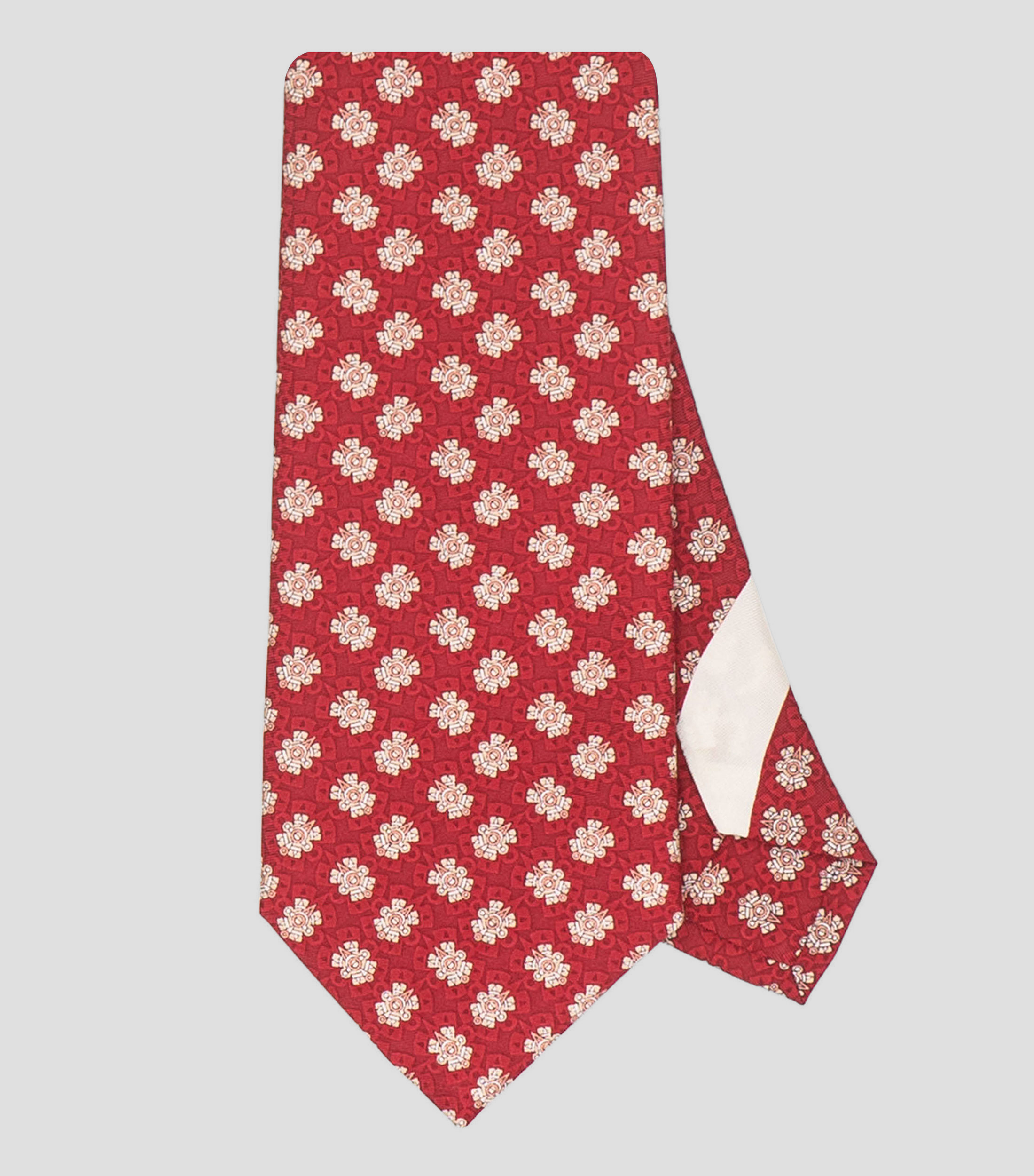 Corbata delgada en seda roja con ollin Hombre