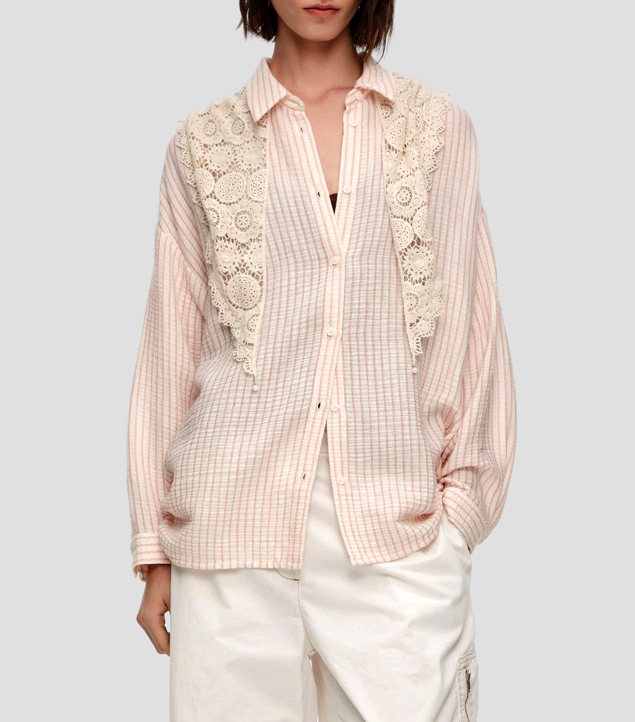 Camisa a rayas manga larga Mujer