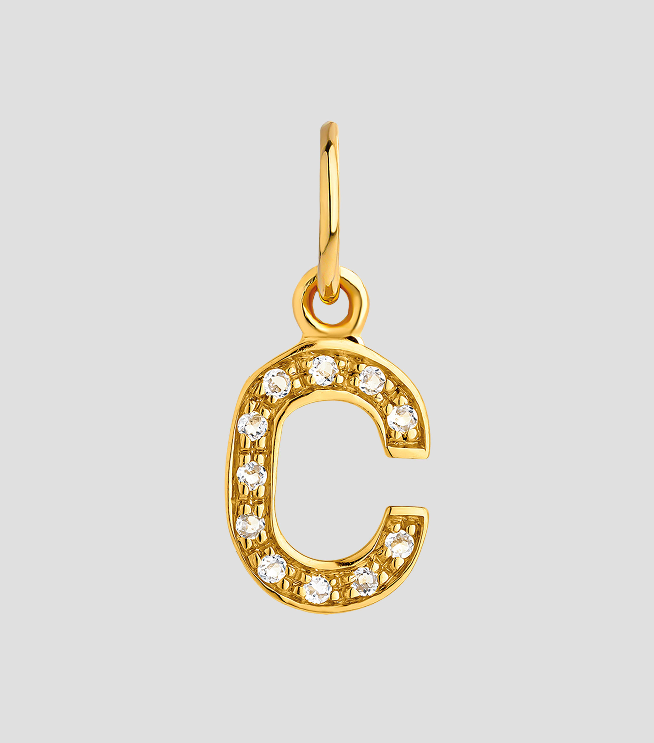 Dije inicial C en plata .925 ABC con topacios blancos Mujer