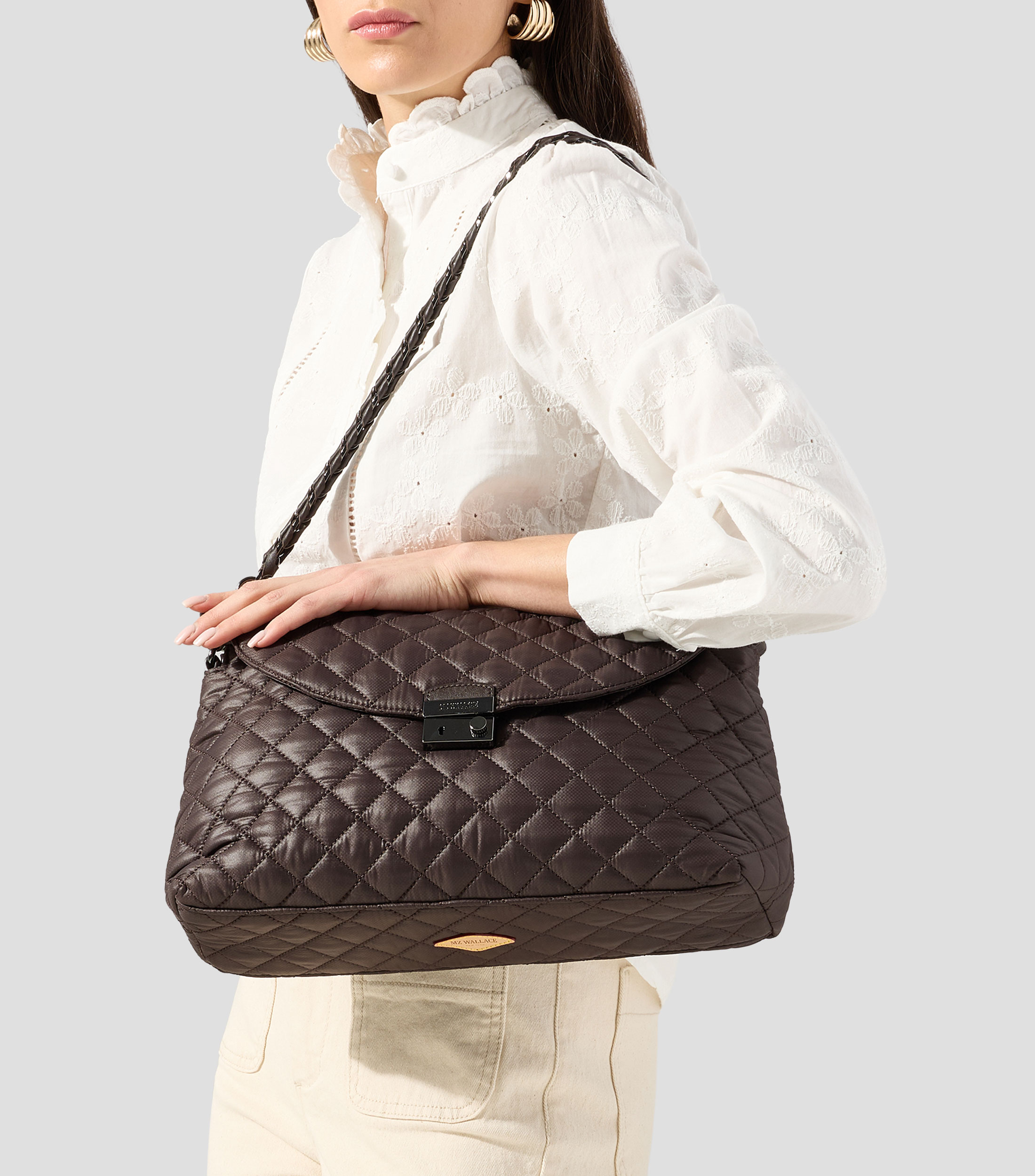 Bolsa crossbody Lock café lisa Mujer