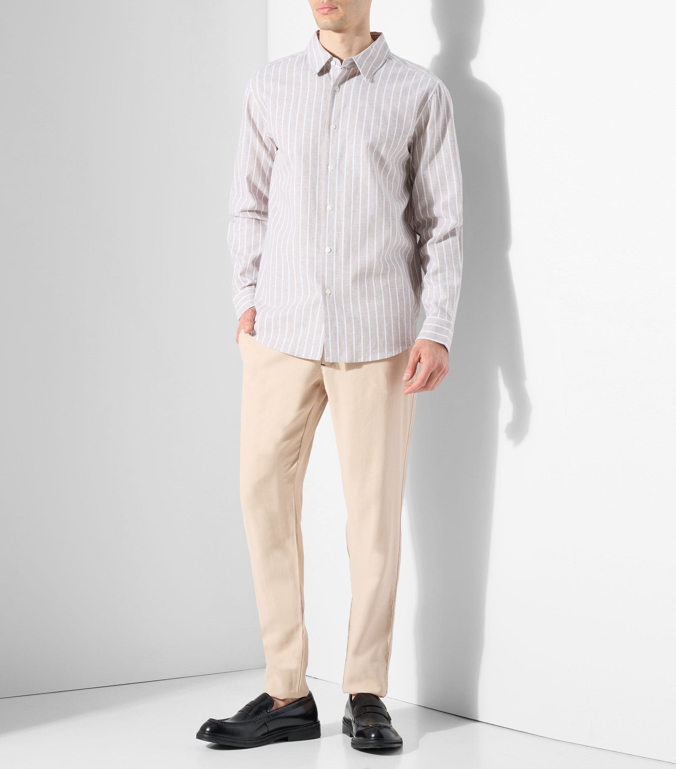 Camisa de rayas con manga larga Hombre
