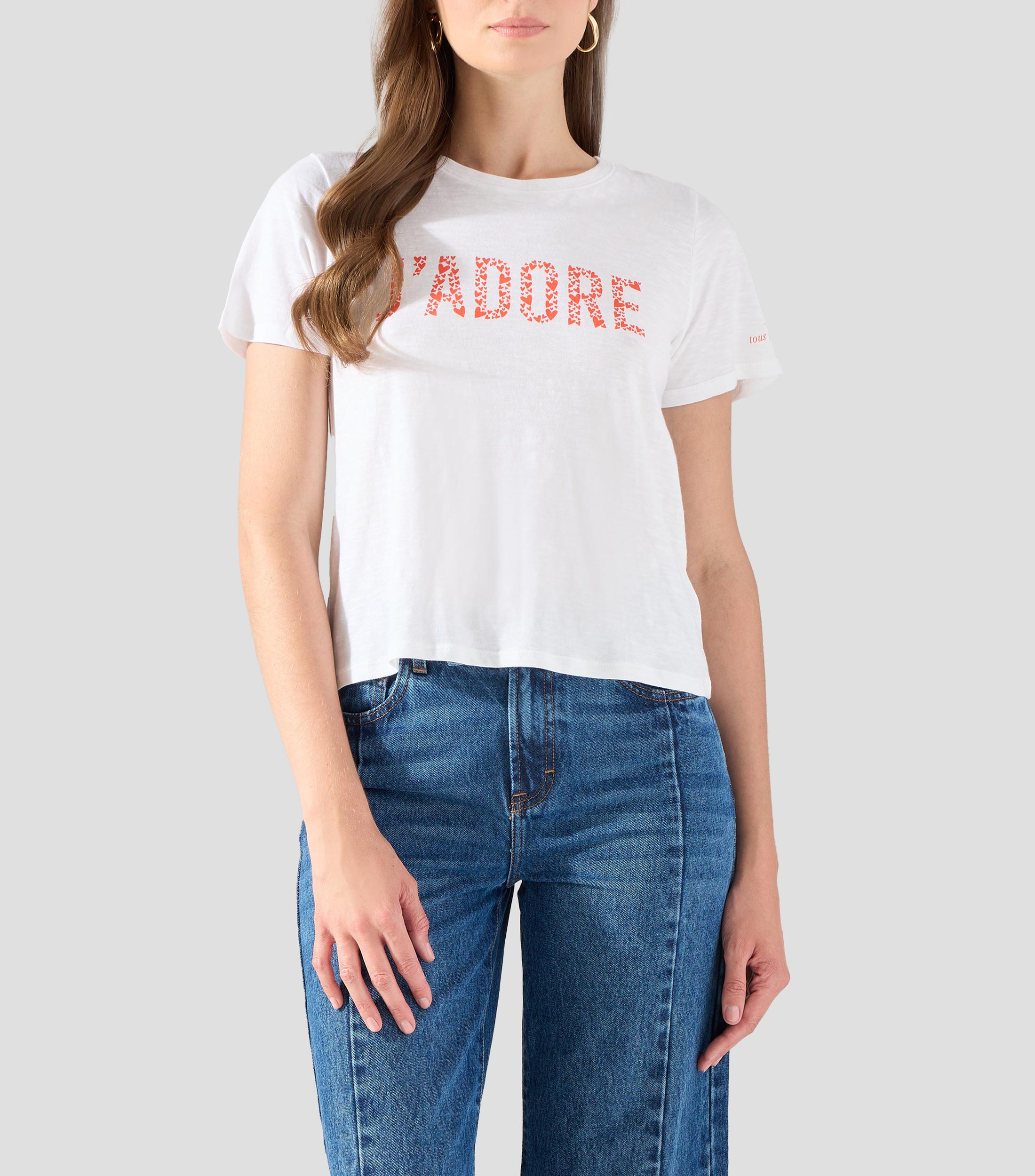 Playera cuello redondo manga corta estampada Mujer