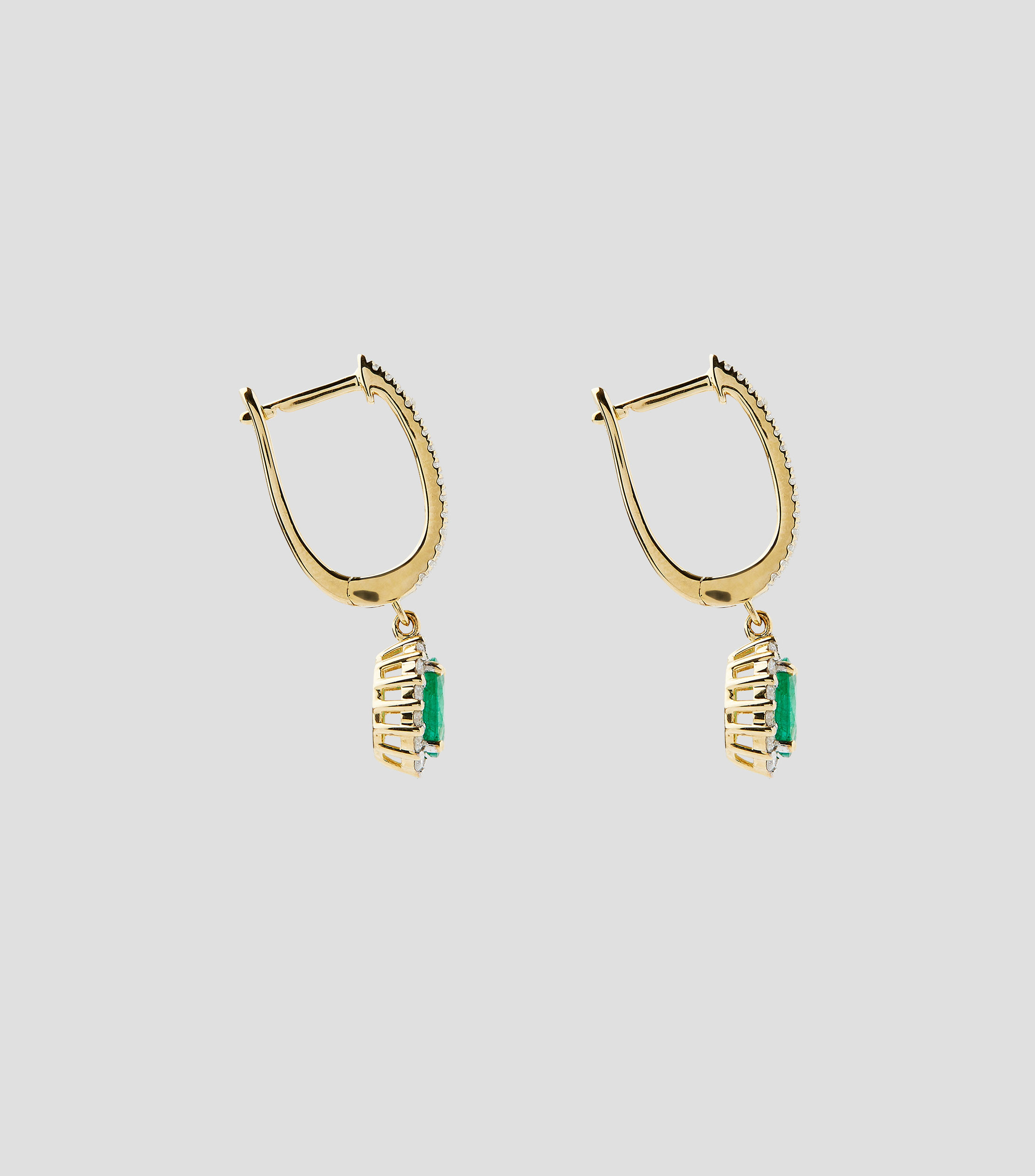 Aretes en Oro de 14 Kilates con brillante y esmeralda Mujer