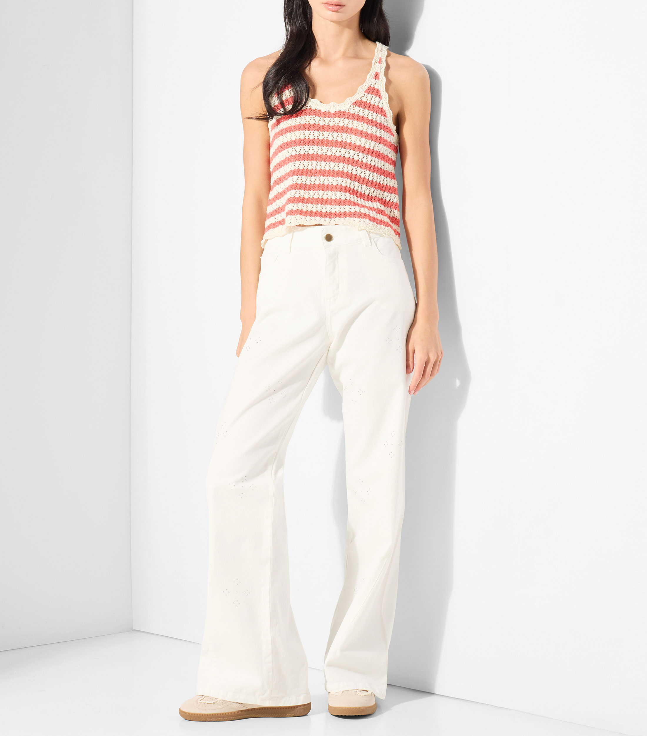 Blusa de rayas sin mangas Mujer