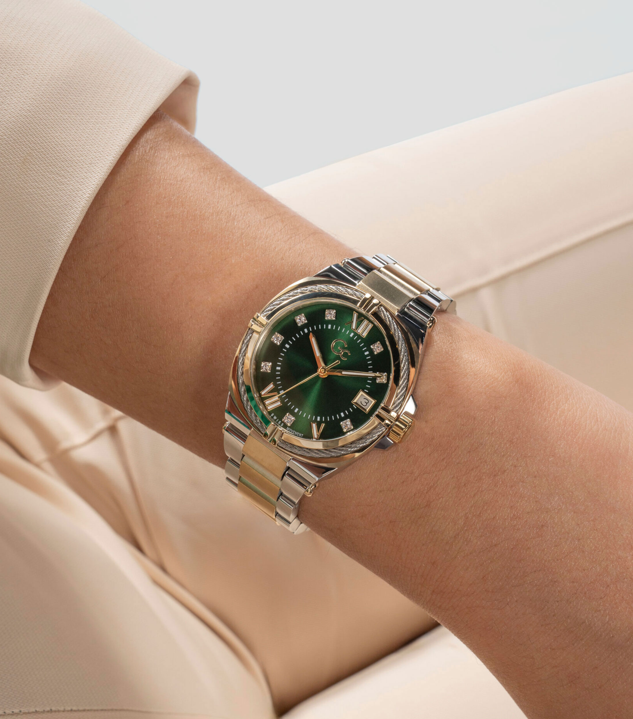 Reloj para Mujer Gc IronClass Lady Casual, Plateado, Verde