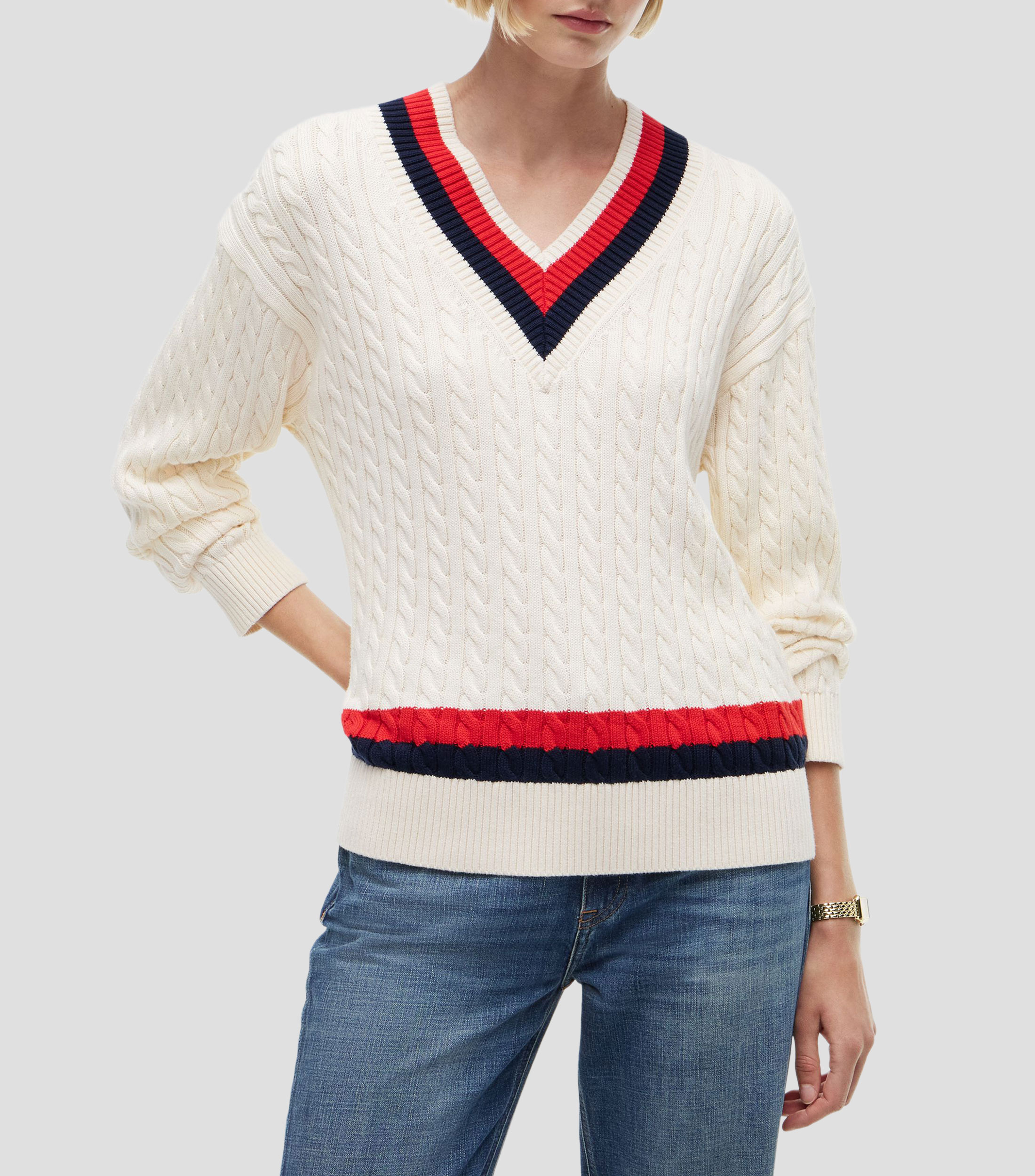 Suéter cuello V Mujer