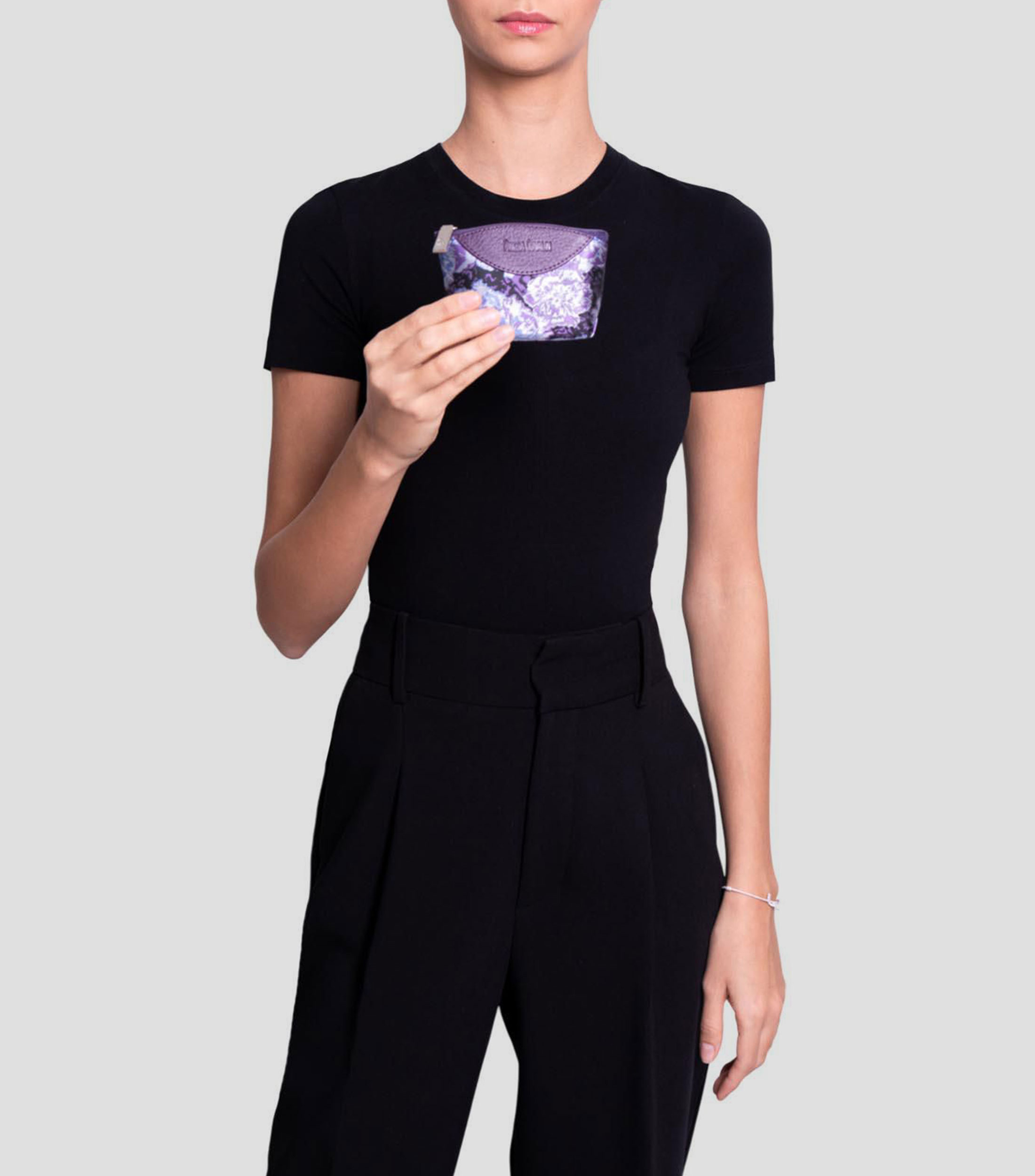Monedero morado Cempasúchil estampado Mujer