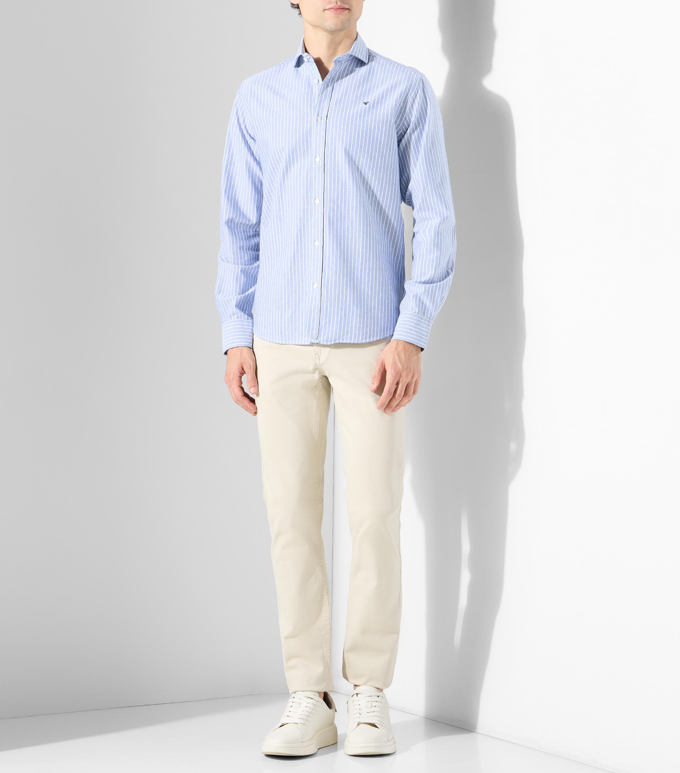 Camisa con rayas manga larga Hombre