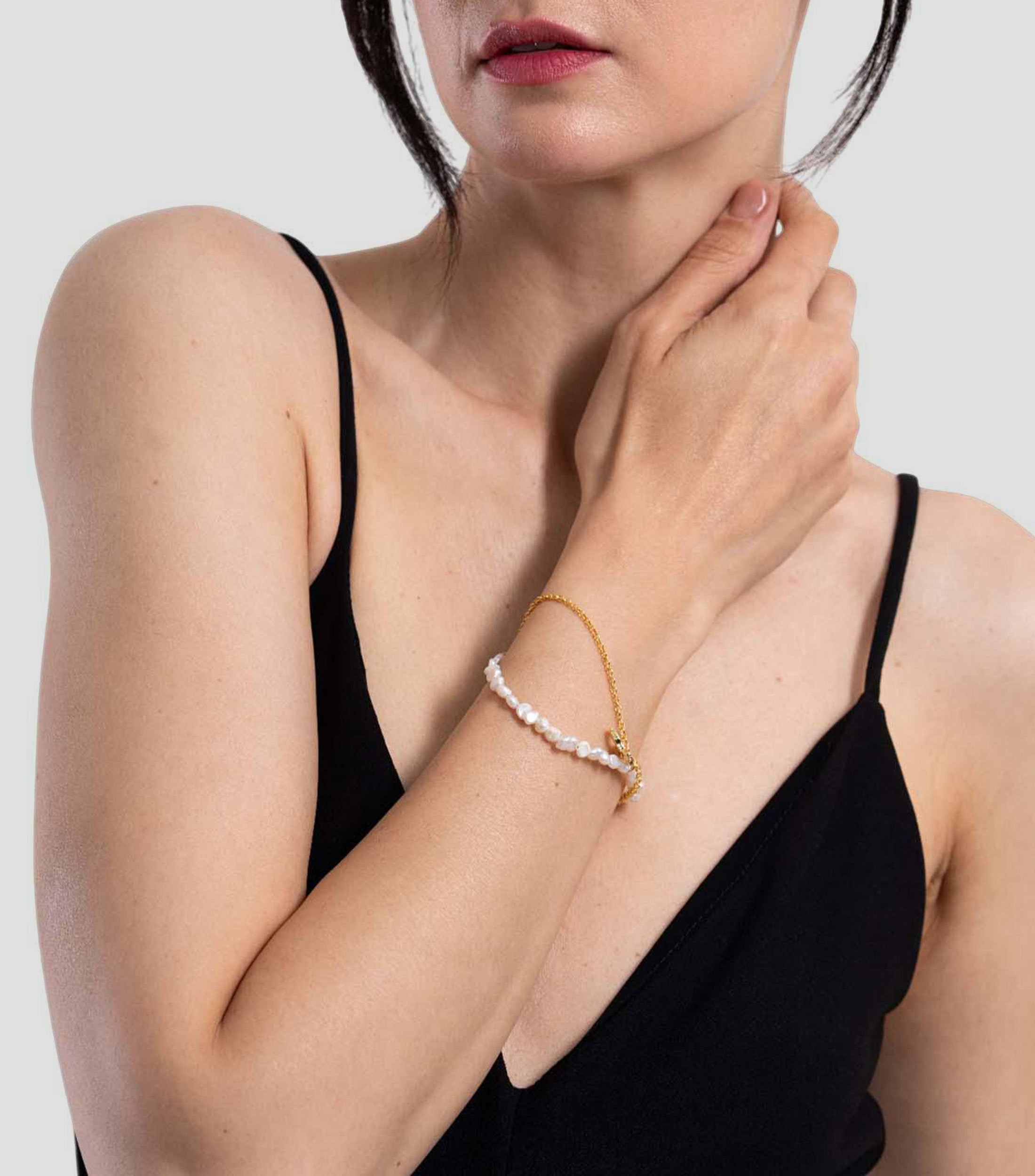 Pulsera doble Urraca con perlas Mujer