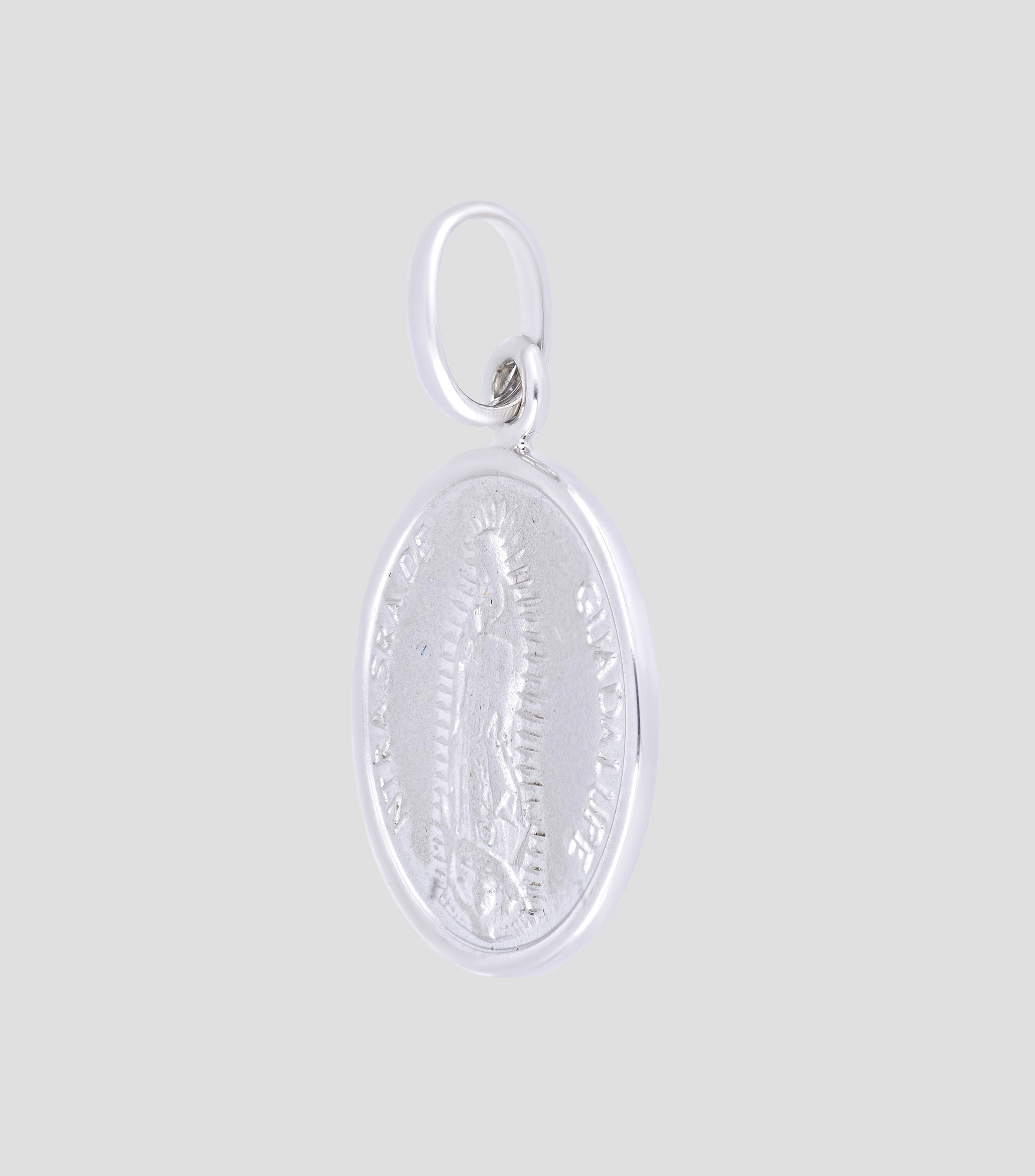 Medalla en Oro blanco 14 Kts Virgen de Guadalupe Unisex