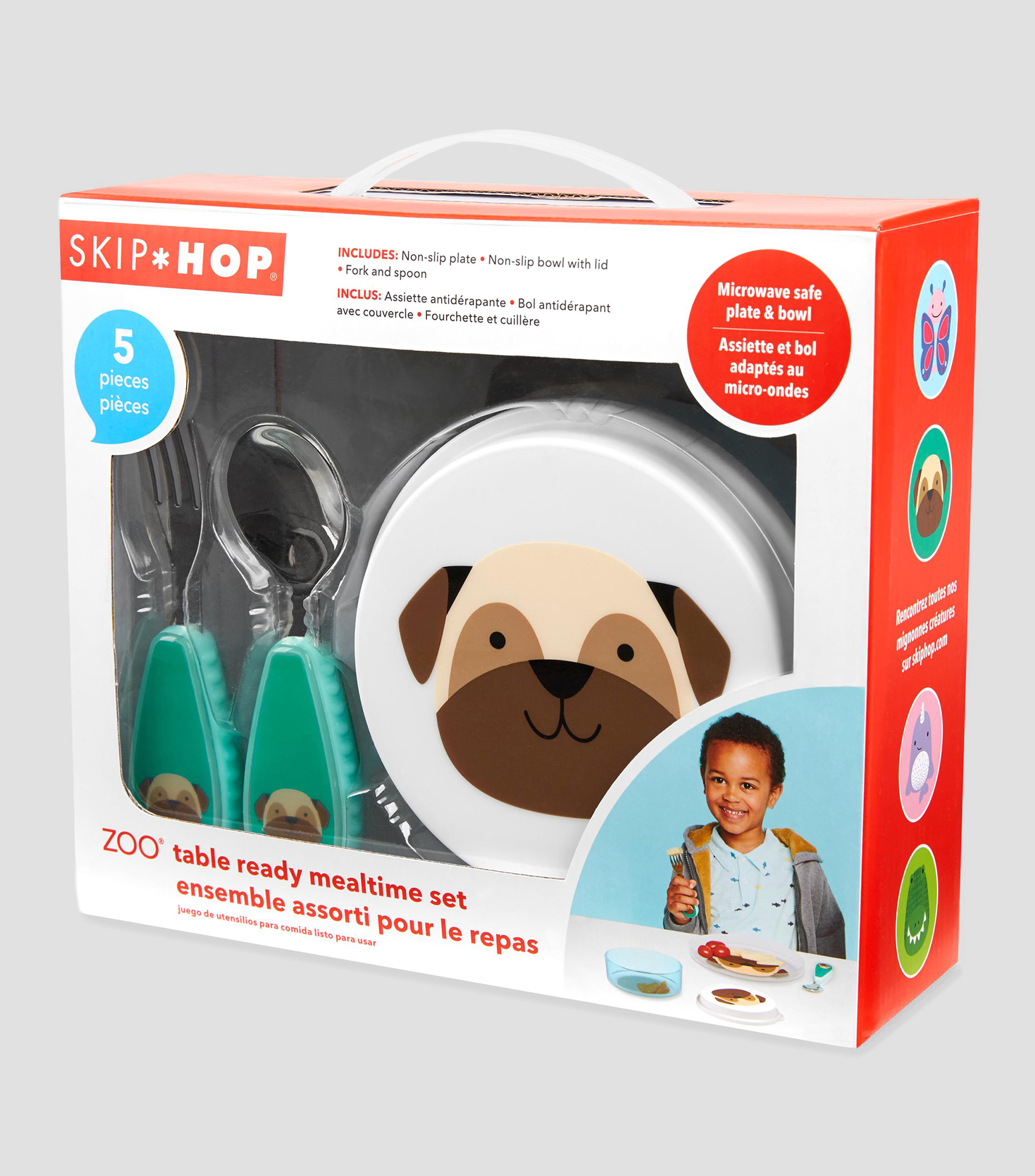 Set de Utensilios para Comida Pug 5 piezas