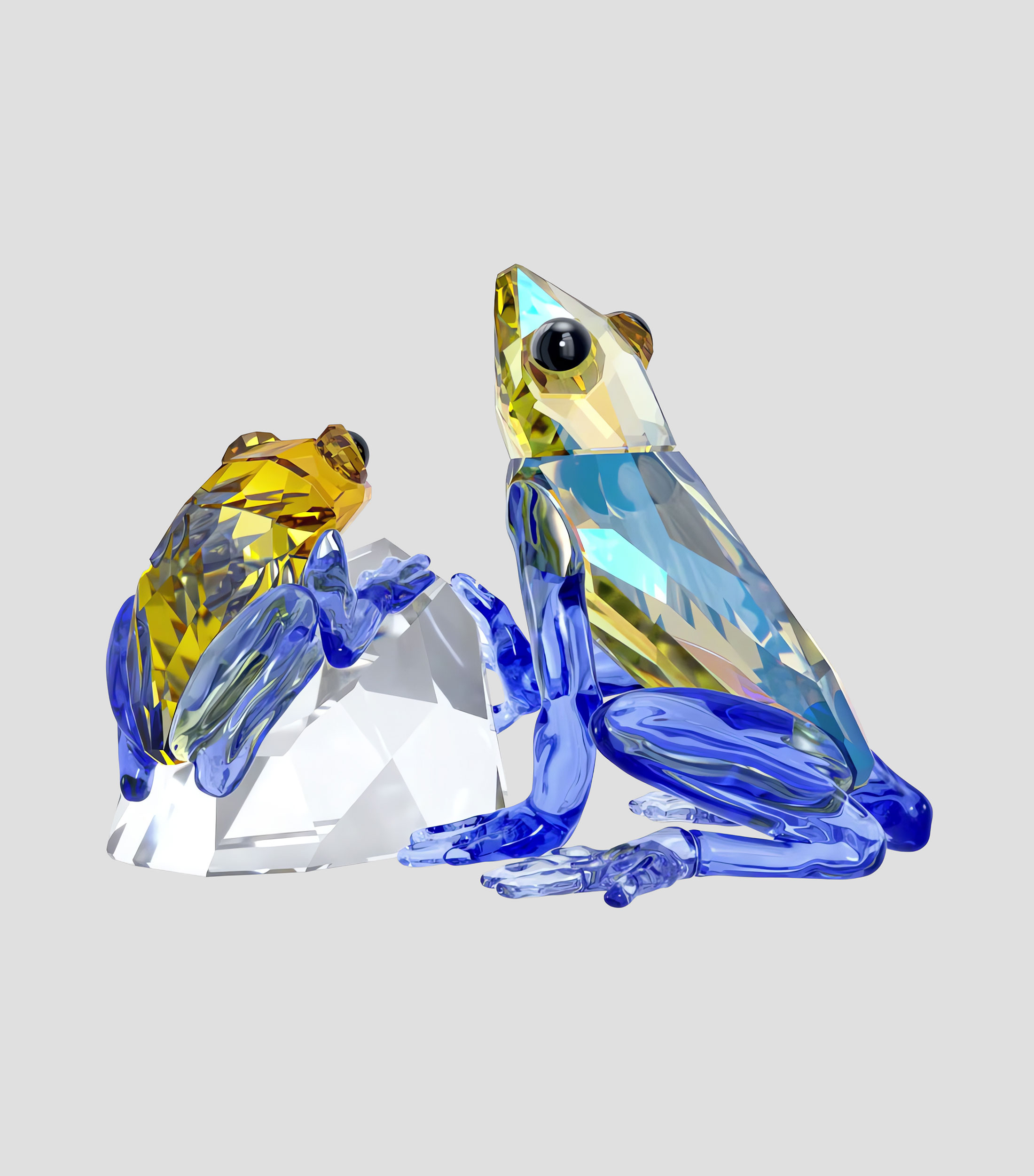 Figura Decorativa Rana y Cría en Cristal