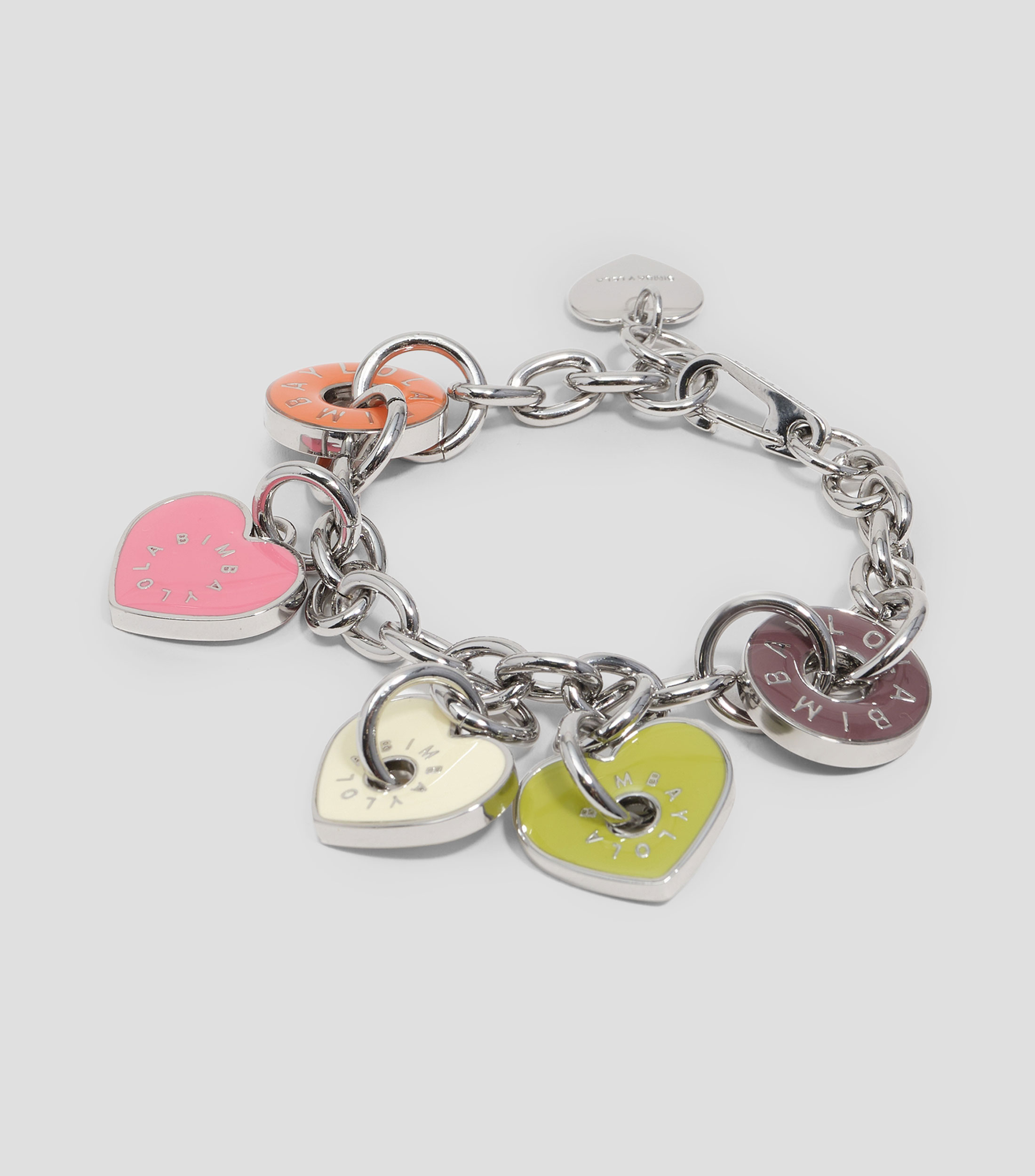 Pulsera plateada con logos corazón Mujer