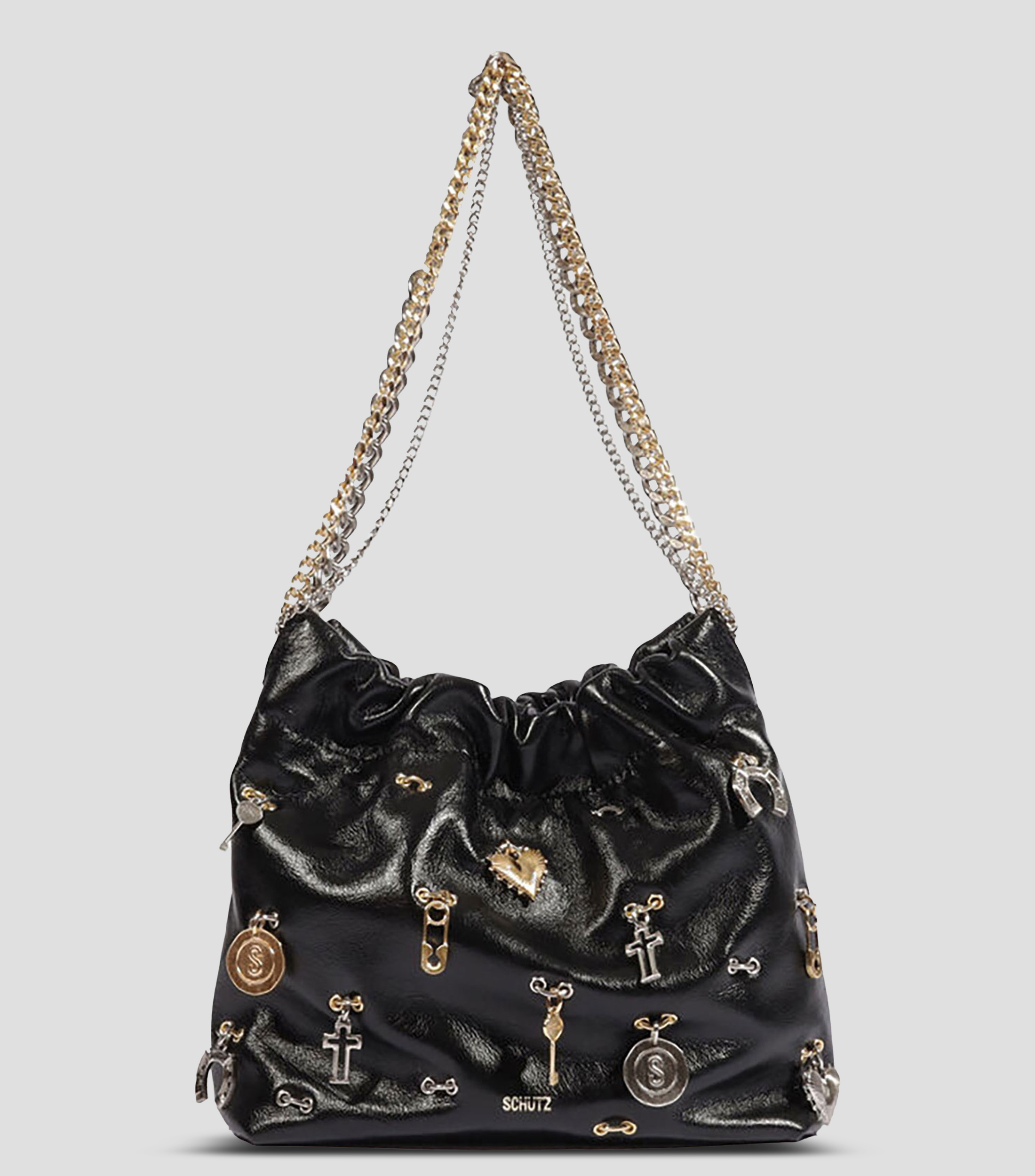 Bolsa tote negra en piel Schutz Ricci estoperoles Mujer