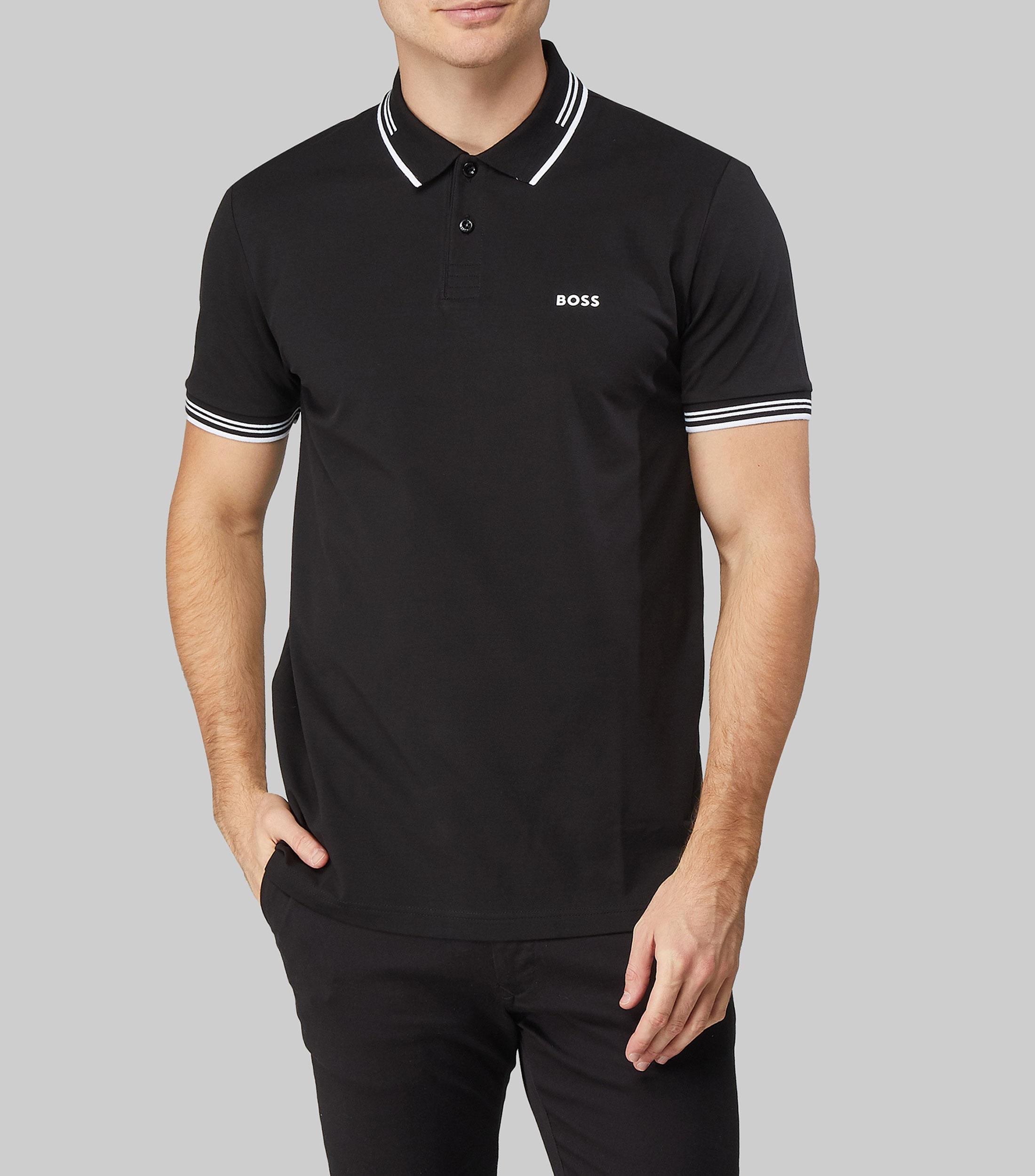 Playera tipo polo de manga corta sólida Hombre