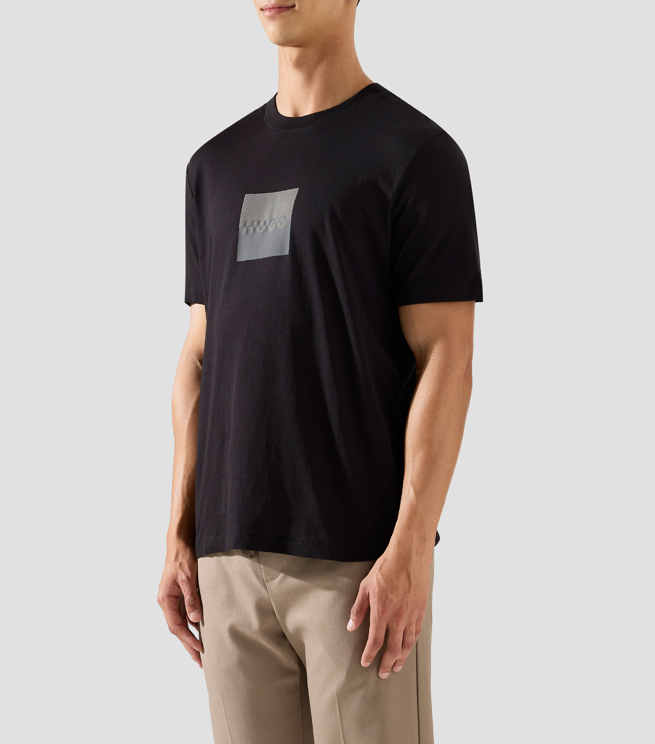 Playera de punto de algodón con estampado de logo en dos partes Hombre