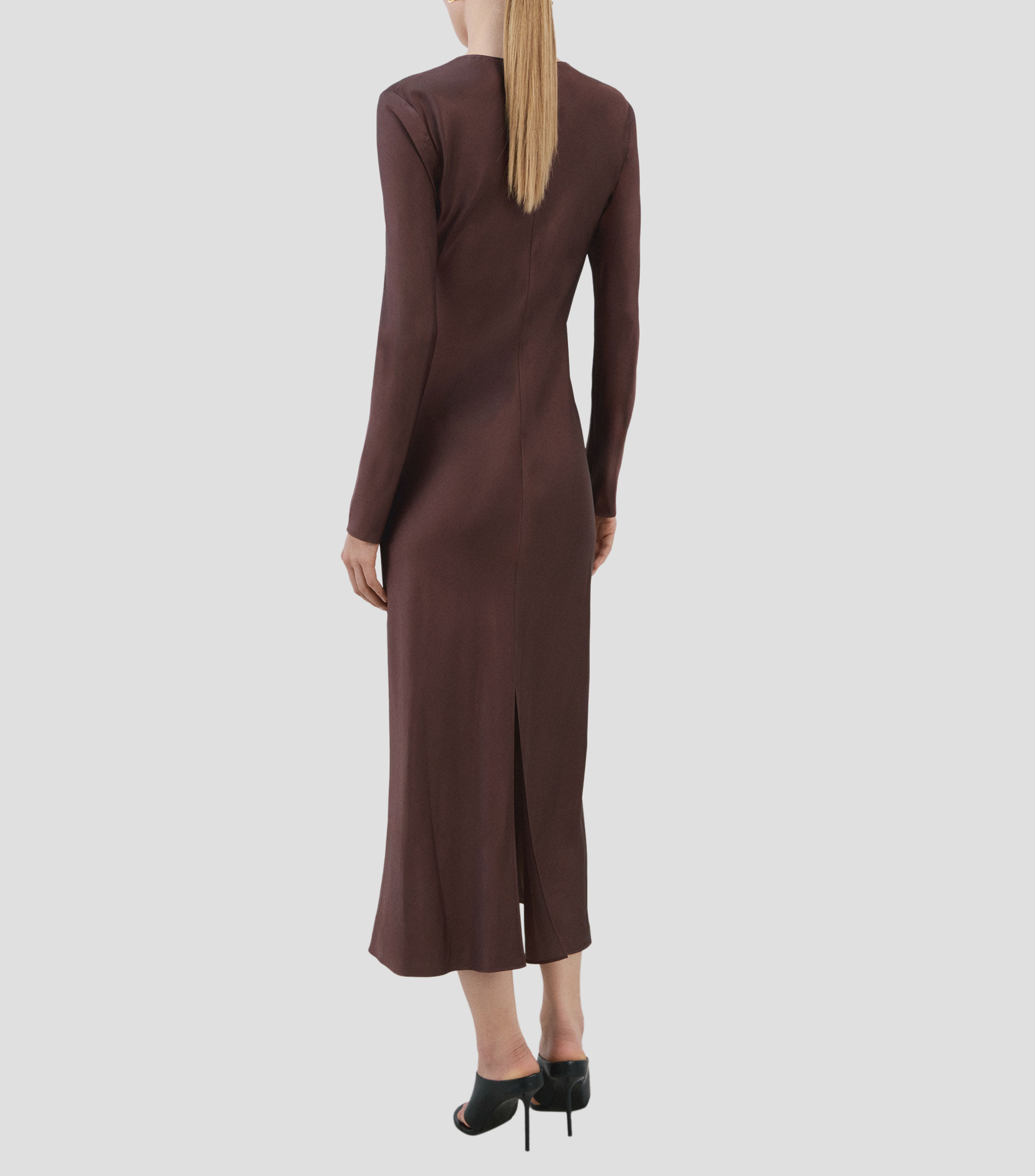 Vestido largo de manga larga liso Mujer