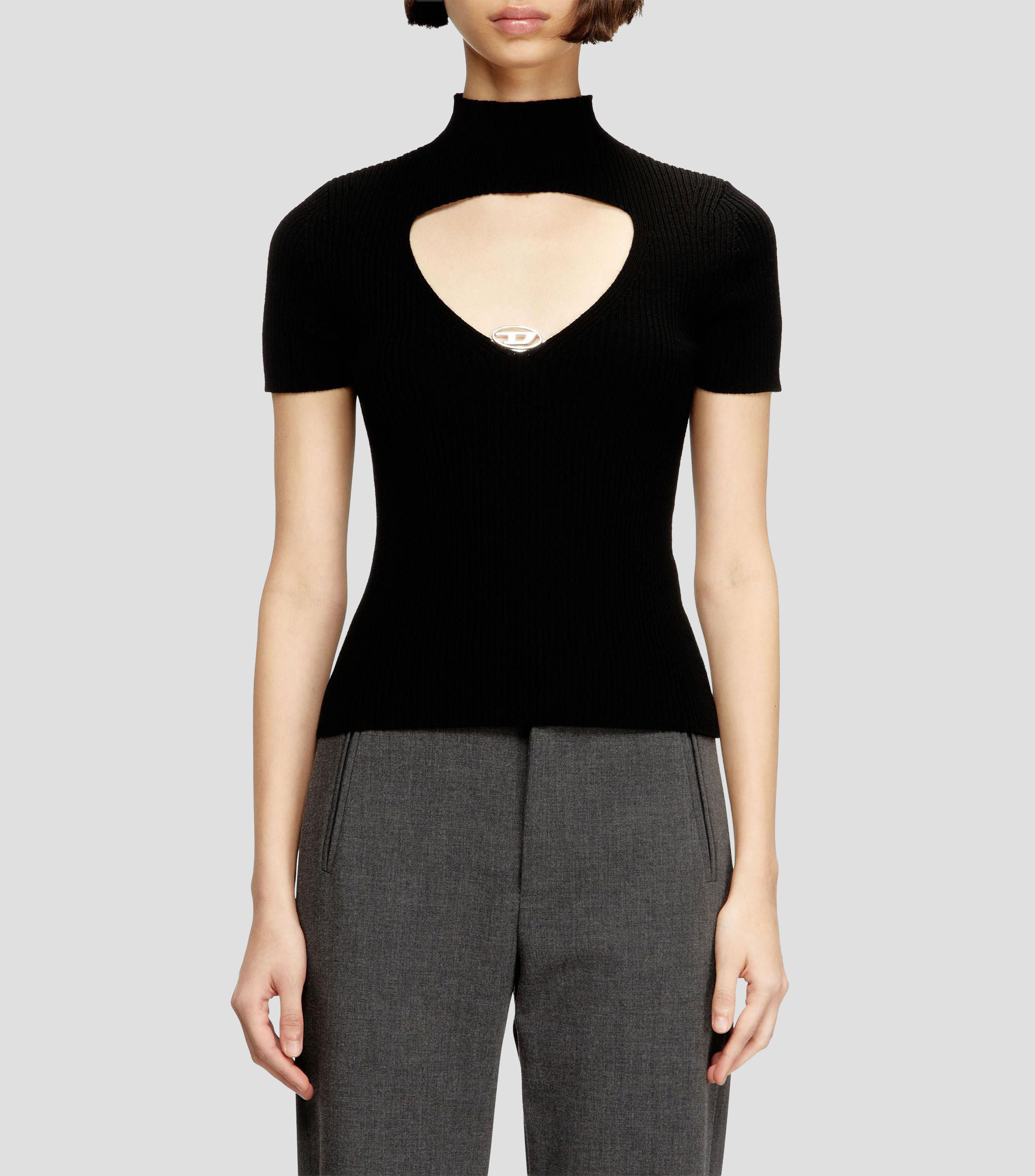 Blusa lisa de manga corta Mujer